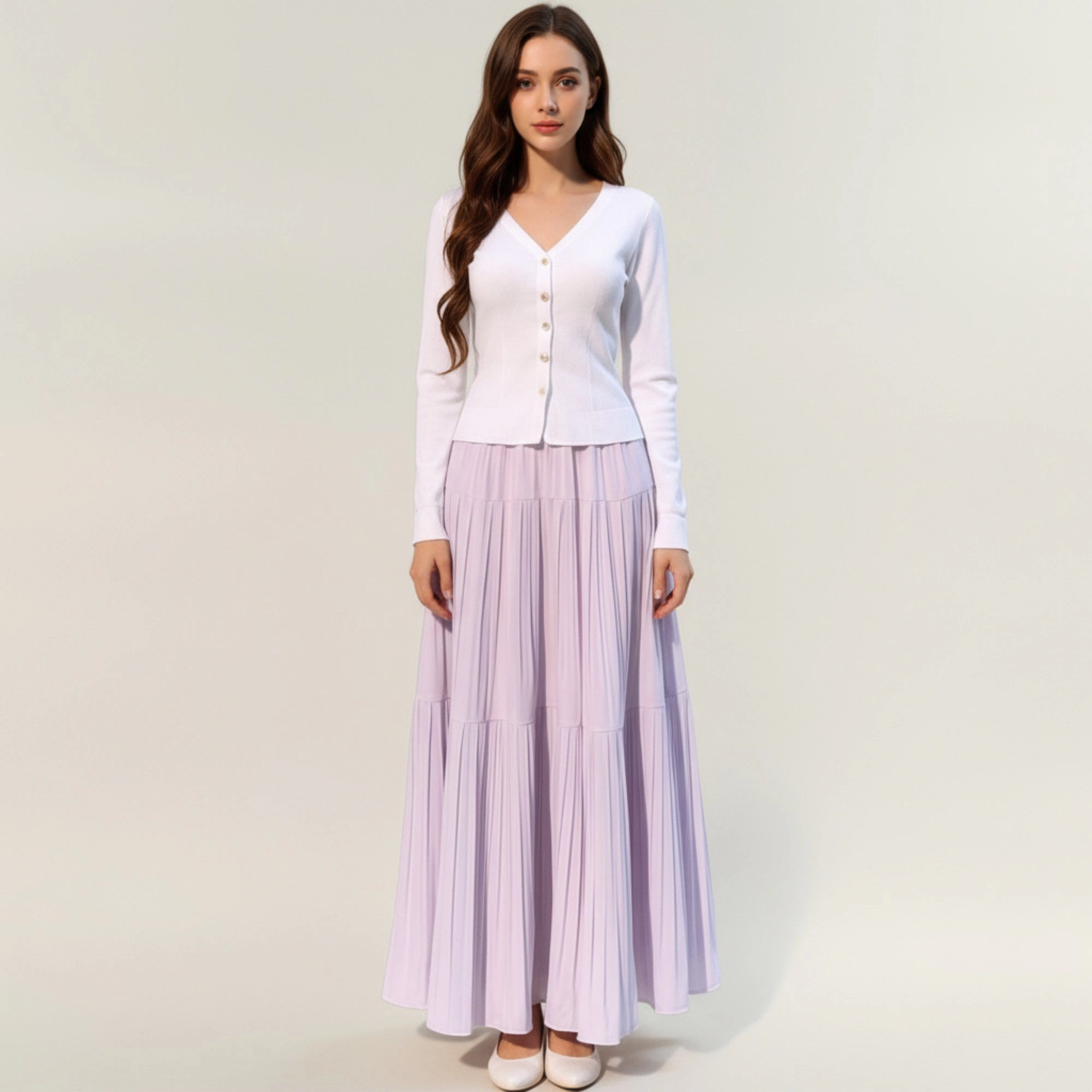 Anna-Kaci Womens Tiered Pleated Maxi Skirt