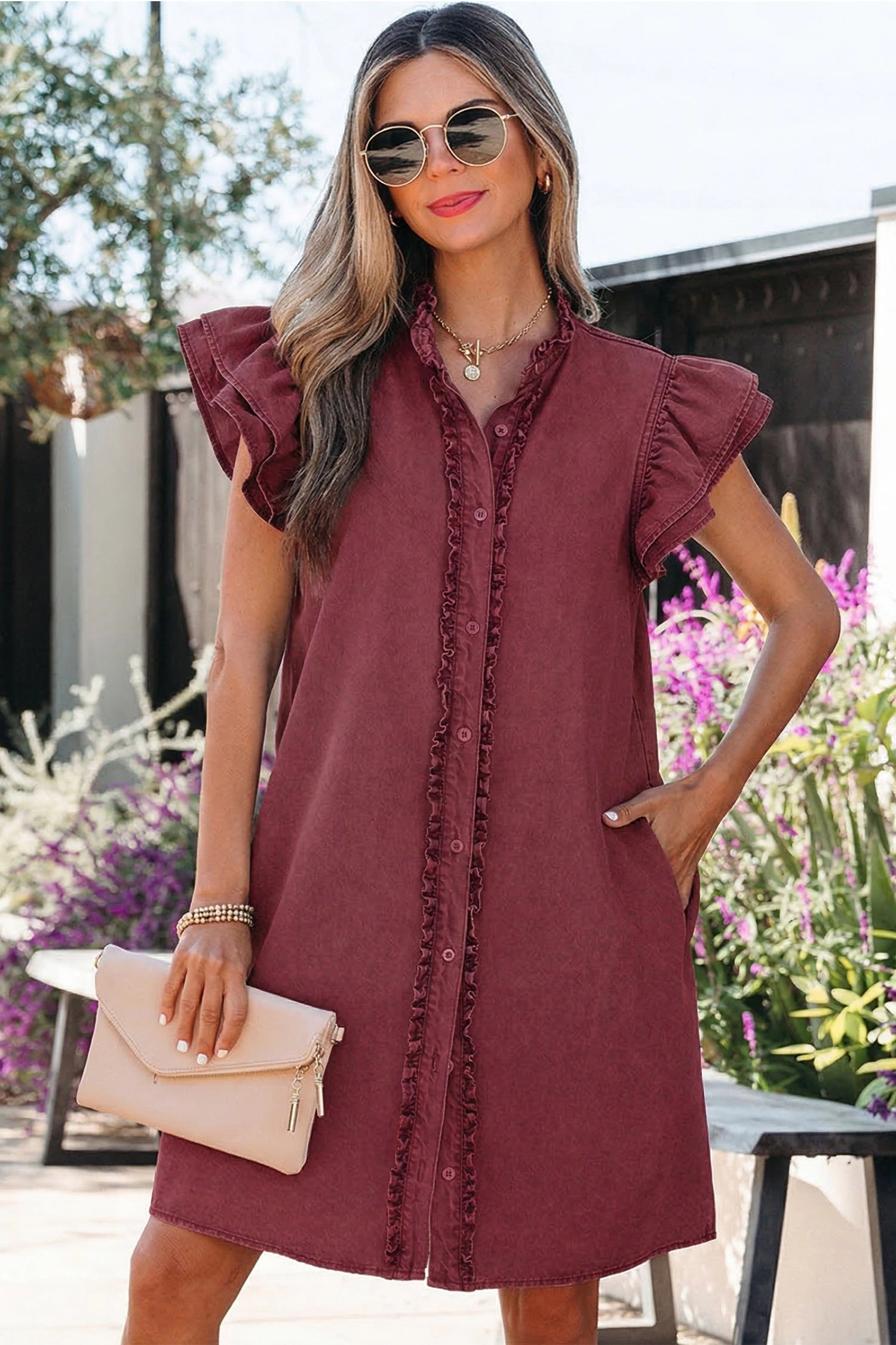 Threaded Pear Women's Emelia Short Sleeve Mini Dress