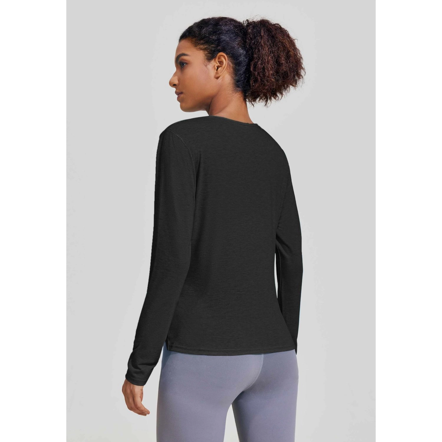 Pinspark Womens Solid Long Sleeve Tops Fall V Neck Twist Front Casual Slim T-Shirts