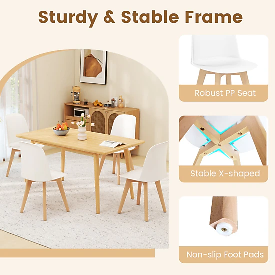 Hivvago Comfortable Two-Piece Dining Chair Set with Tilt Backrest and Solid Beech Wood Legs