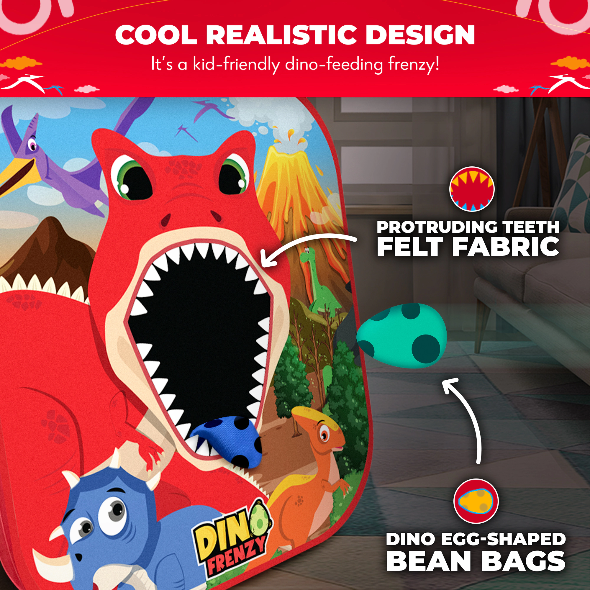 Swooc Games | Dino Frenzy™ | 2-in-1 Corn Hole Games for Kids