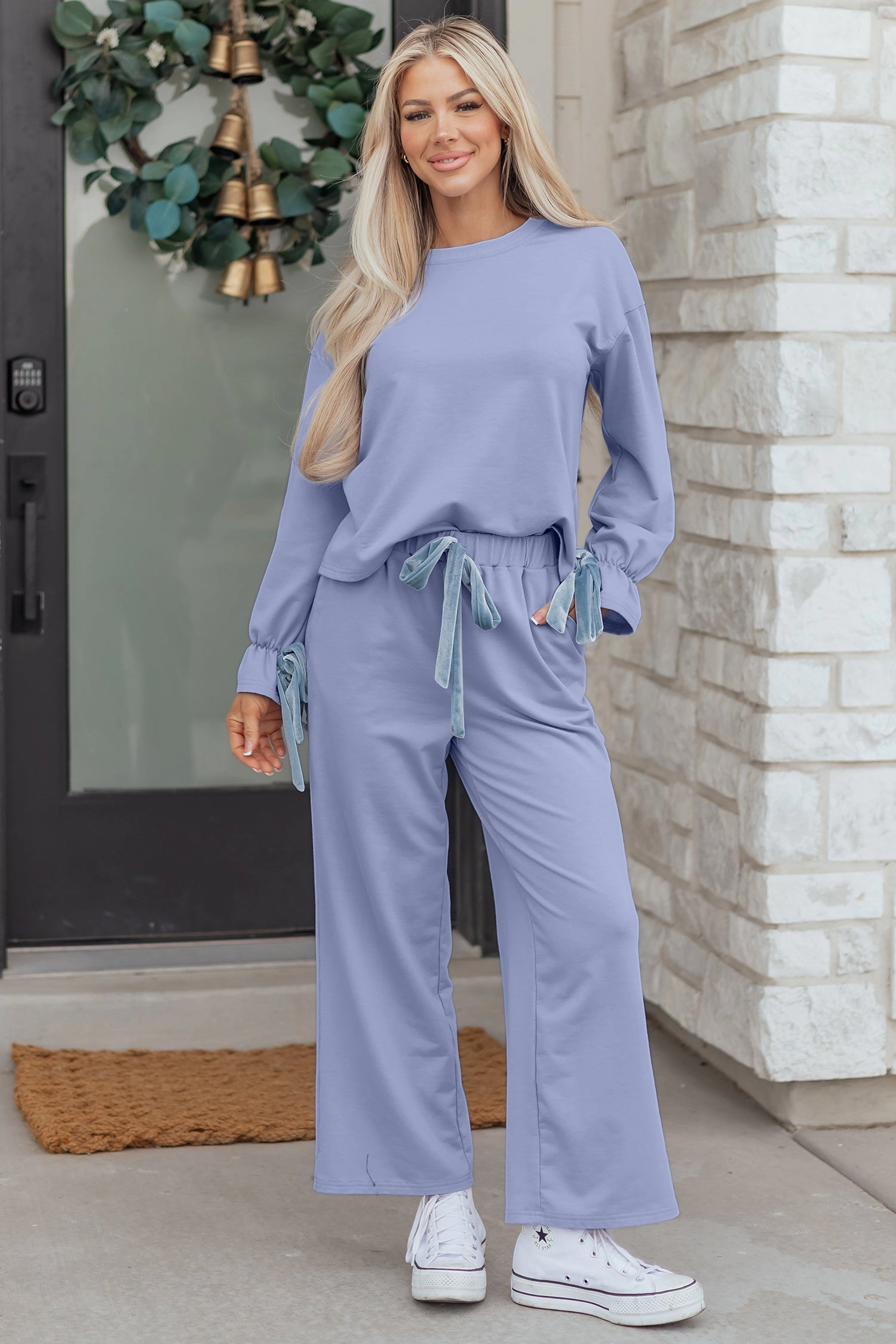 Threaded Pear Women's Rory Beau Flounce Long Sleeve Lounge Set