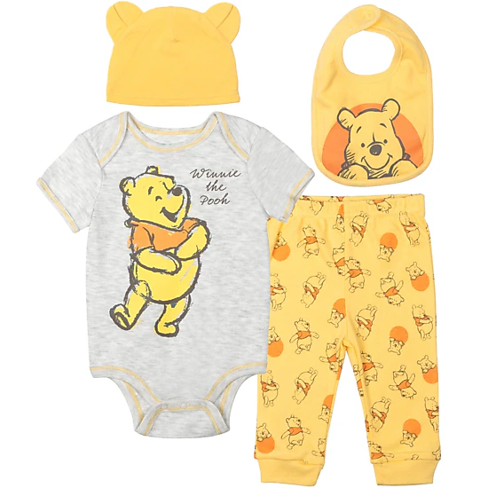 Disney Winnie the Pooh Baby 4-Piece Bodysuit and Pants Set