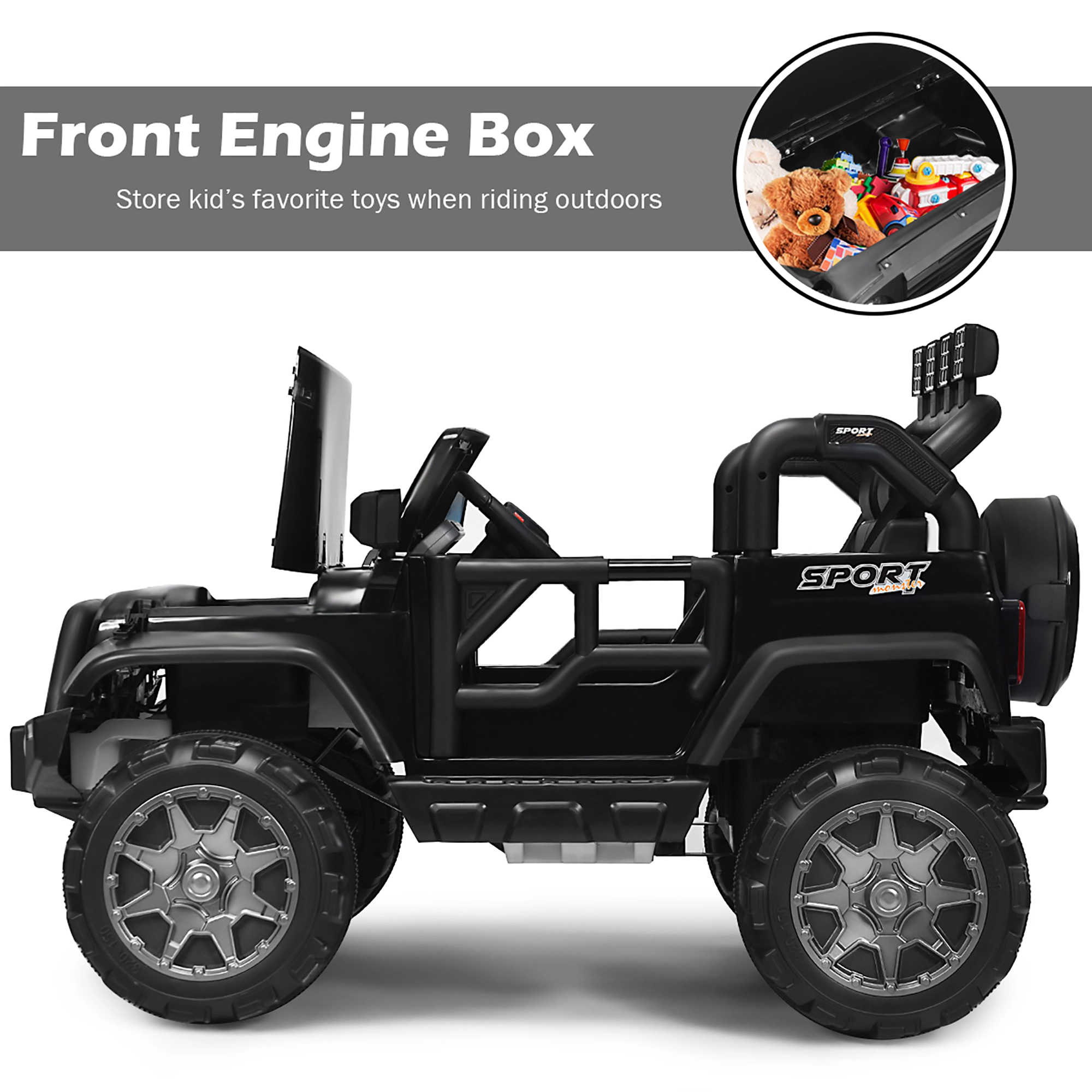 Costway 12V Kids Ride On Car 2 Seater Truck RC Electric Vehicles w/ Storage Room White