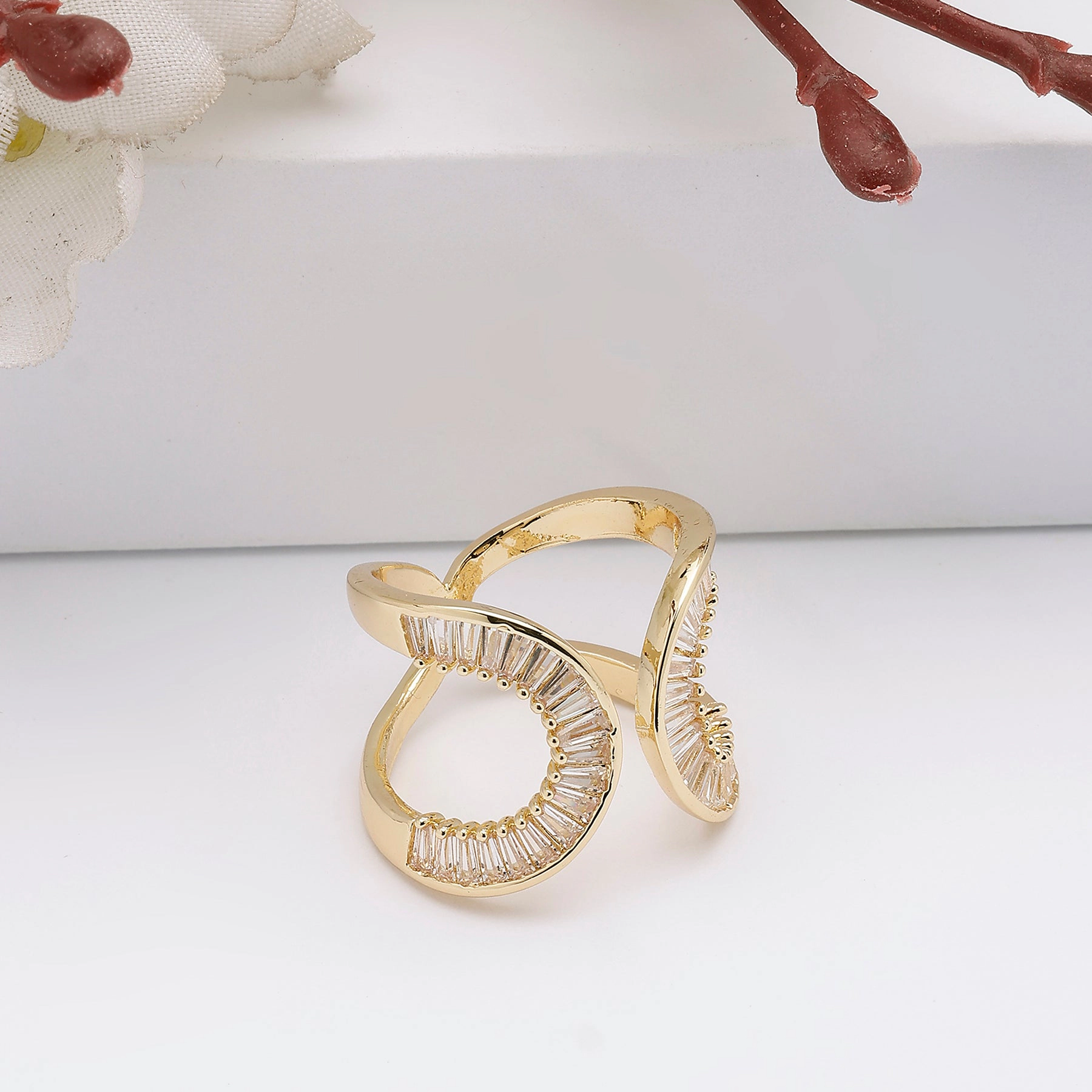 AGP Paris Women's Gold-Tone Crescent Adjustable Ring