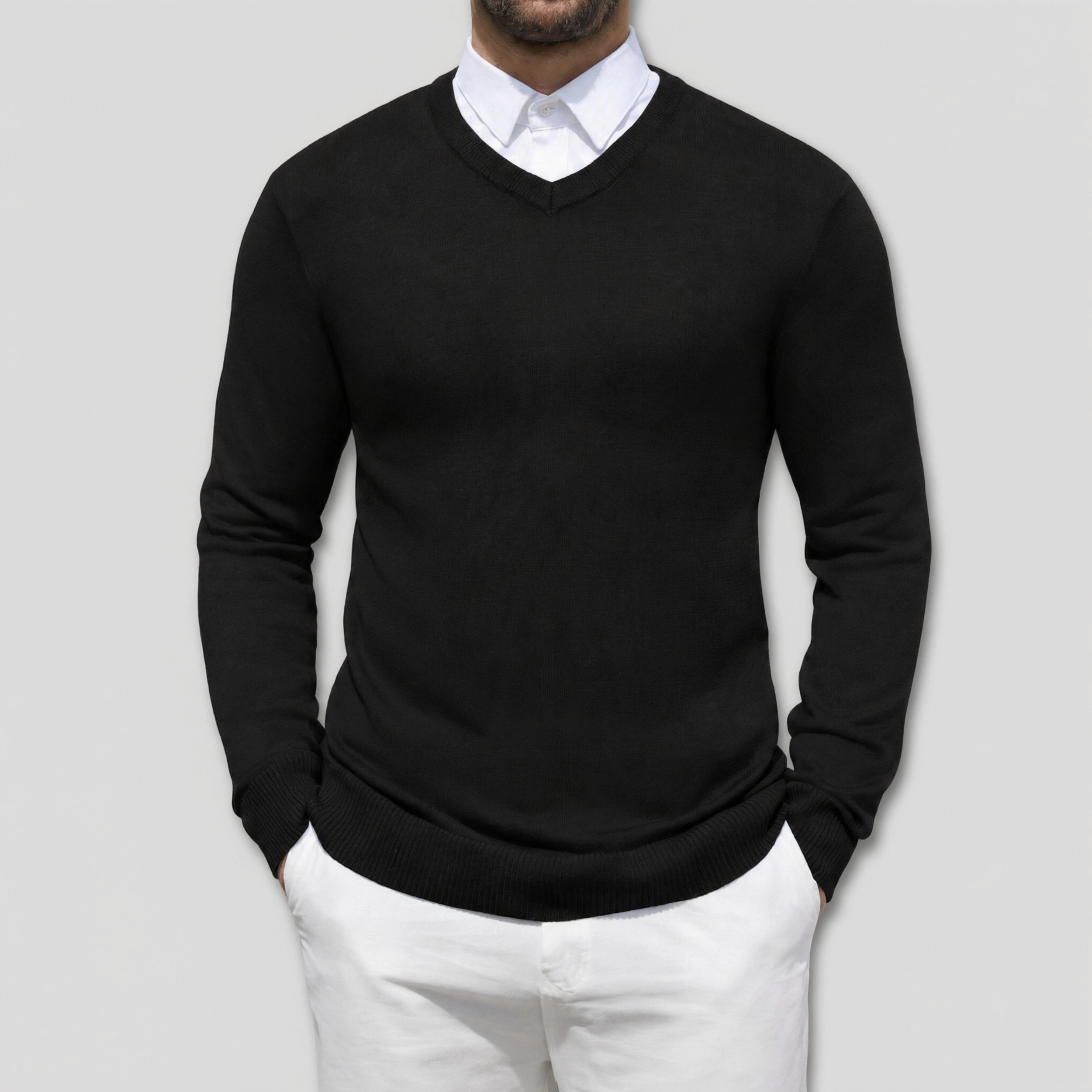 COOFANDY Men's Wool Blend V-Neck Knit Pullover