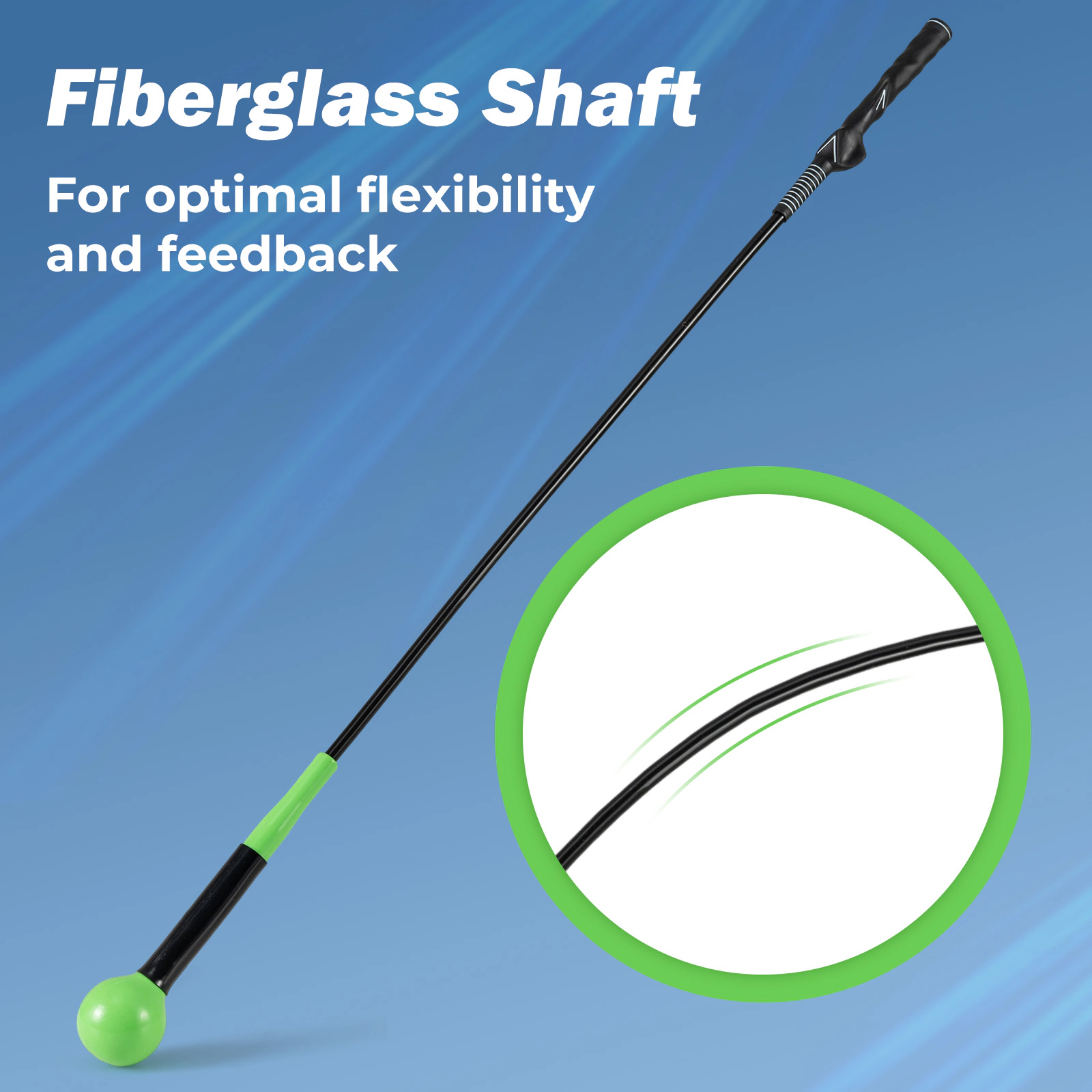SUGIFT Weighted Head Golf Swing Trainer Aid Practice Stick 47-in / 40-in / 31.5-in Lengths Right-Handed Green/Yellow