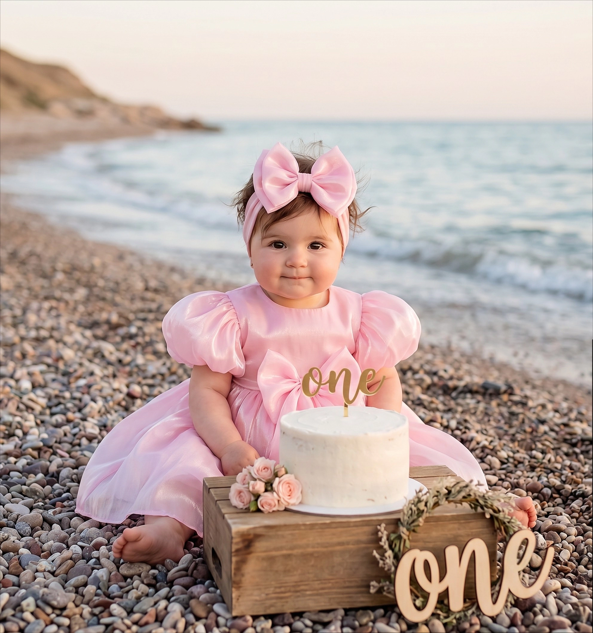 2Bunnies Girls' Glossy Organza Puff Sleeve Fit & Flare Bow Party Dress
