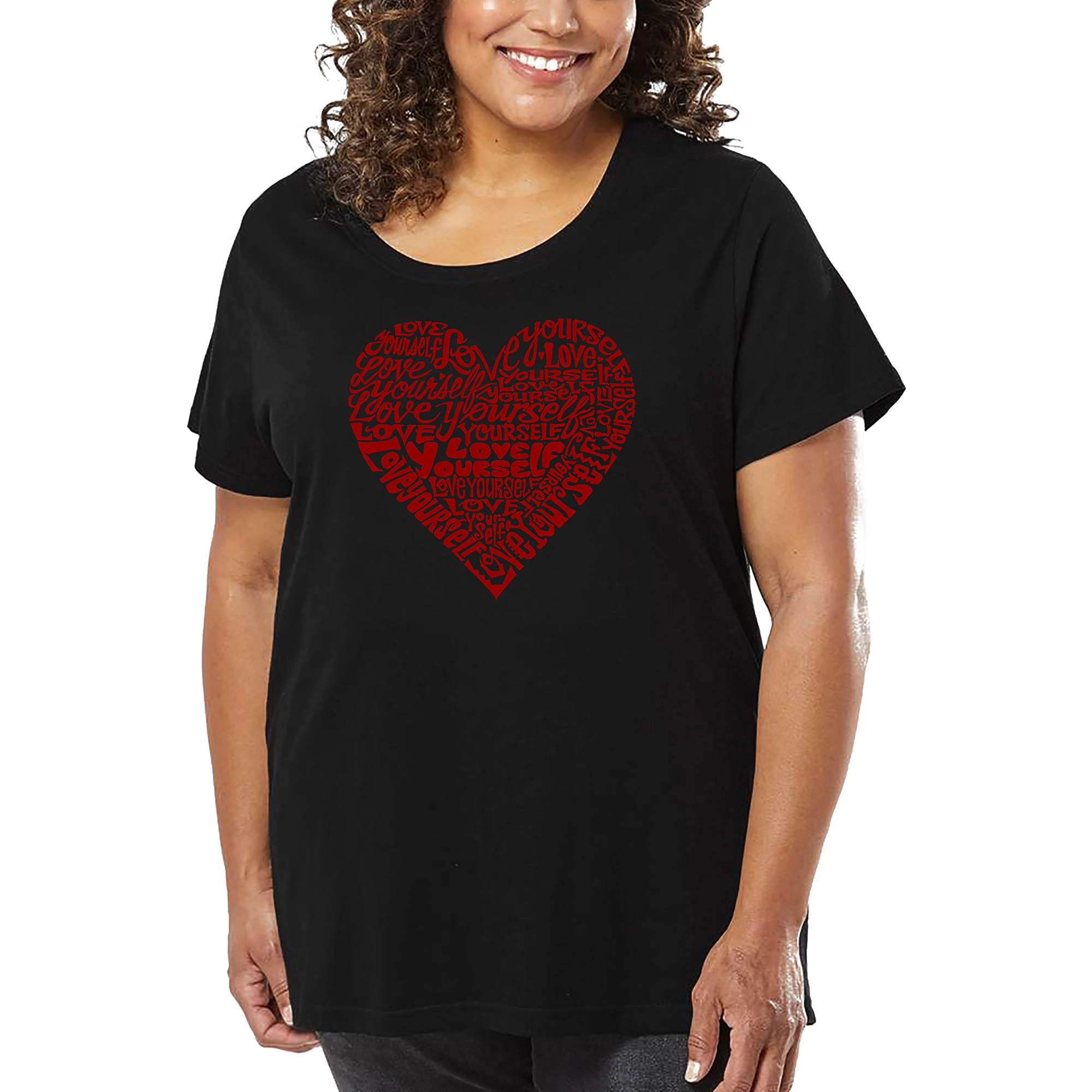 LA Pop Art Women's Plus Word T-Shirt - Love Yourself
