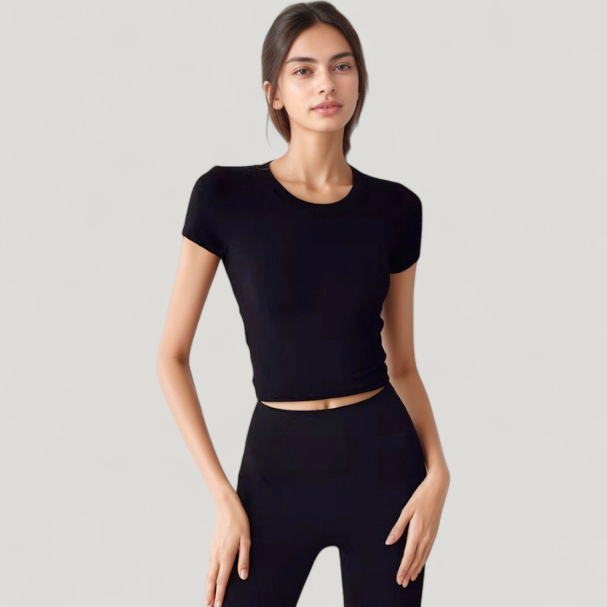 Anna-Kaci Women's Short Sleeve Open Back Crop Top with Twist Detail and Fitted Silhouette