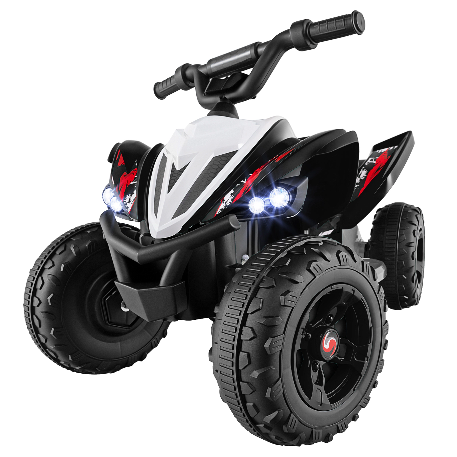 Costway 12V Quad 4 Wheeler Ride on Toy with Music, Light, USB Port, Wireless Connection Navy