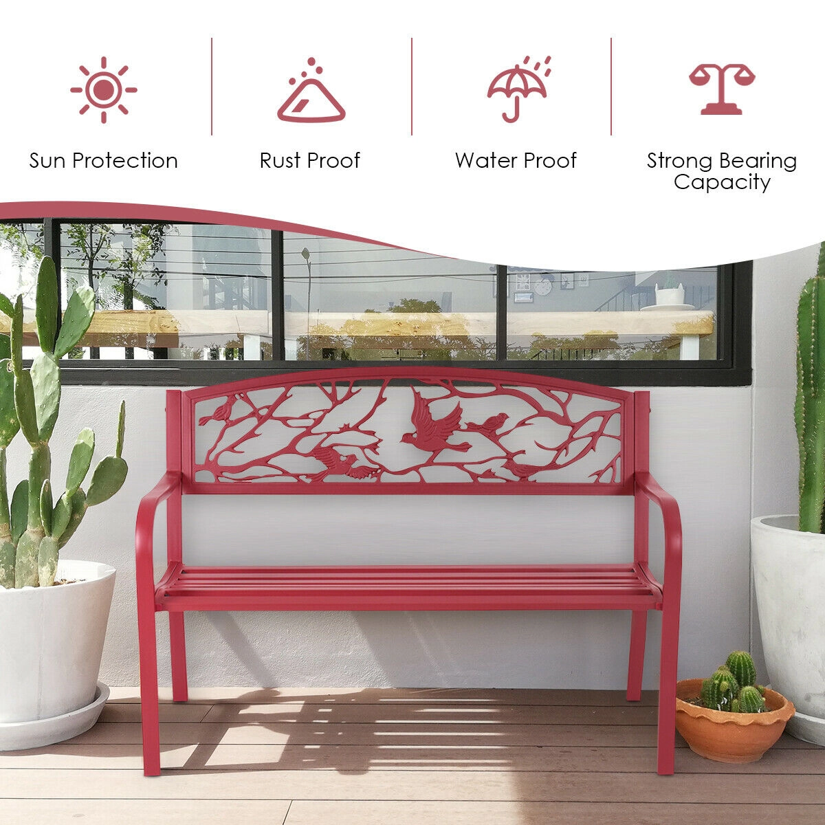 LJG Patio Garden Bench Park Yard Outdoor Furniture