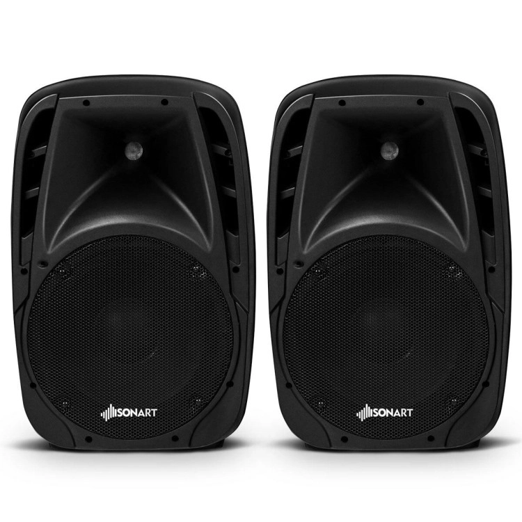 Hivvago Dual 10 Inch 1600W Powered Mic Speaker Speakers With Bluetooth