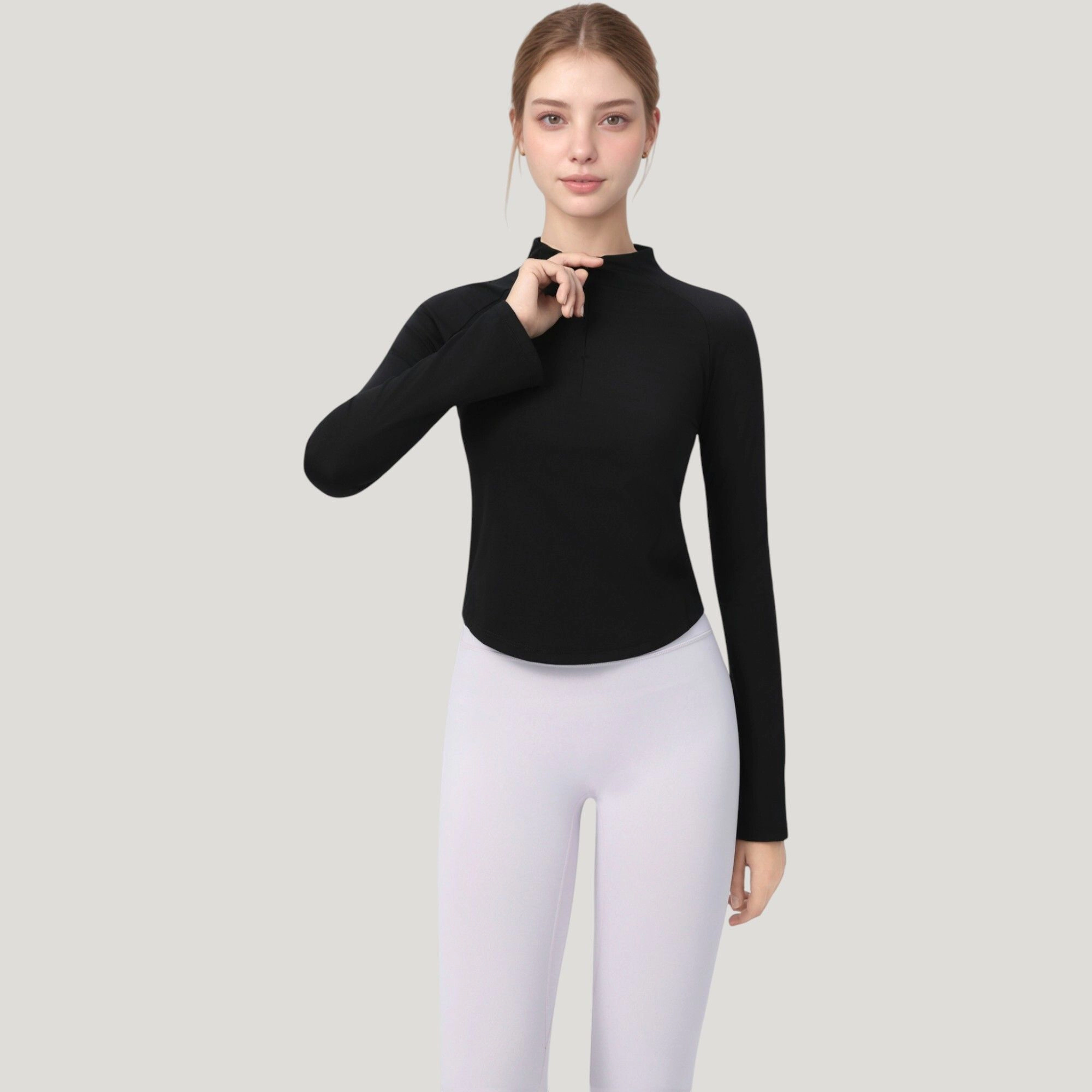 Anna-Kaci Women's Long Sleeve Active Top with Half-Zip Front and Slim Fit