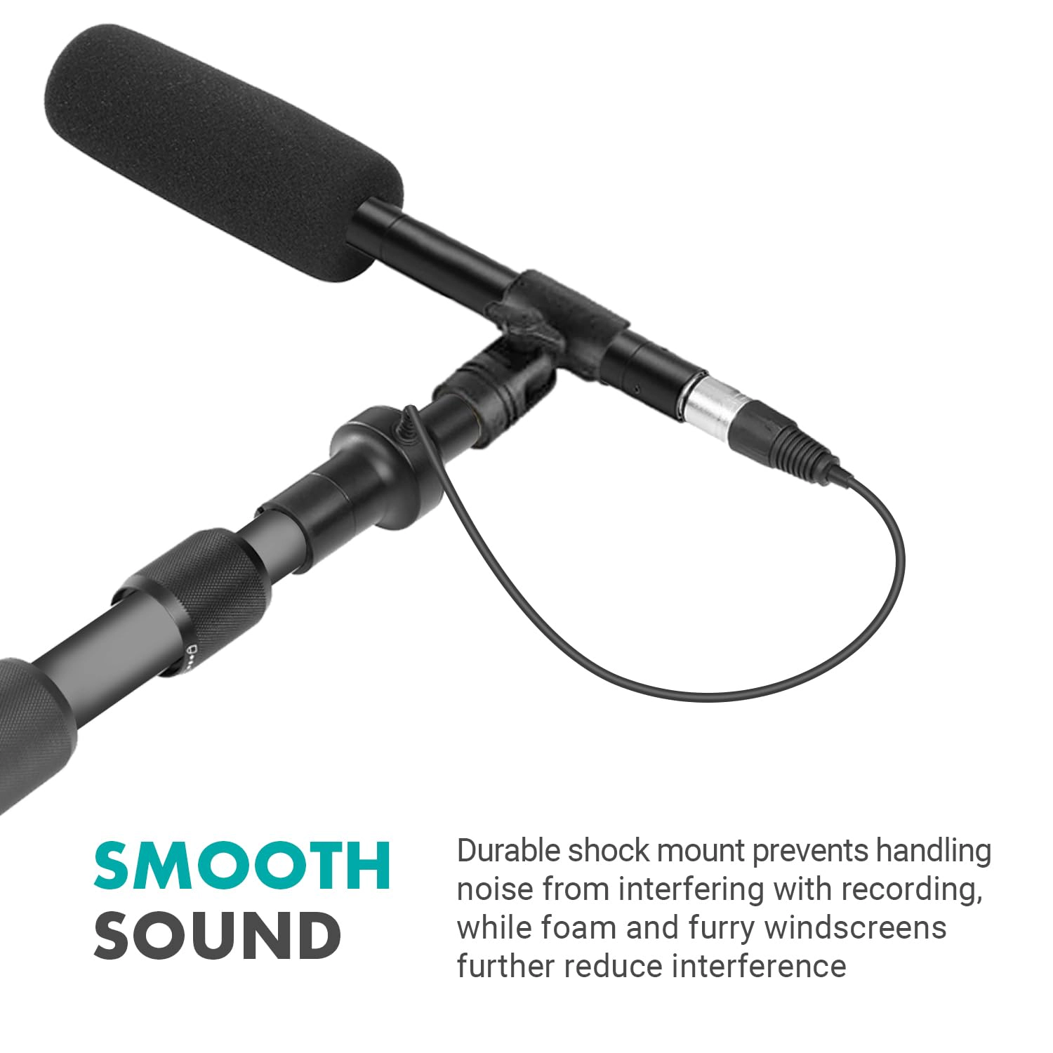 Movo Boom Mic Bundle - Shotgun Microphone with Telescoping Boom Pole and XLR Cable