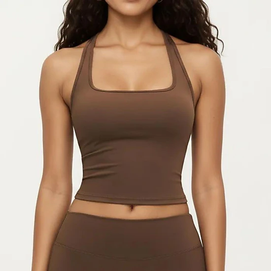 Anna-Kaci Women's Square Neck Racerback Crop Tank Fitted Stretch Athletic Workout Top for Yoga Training Fitness