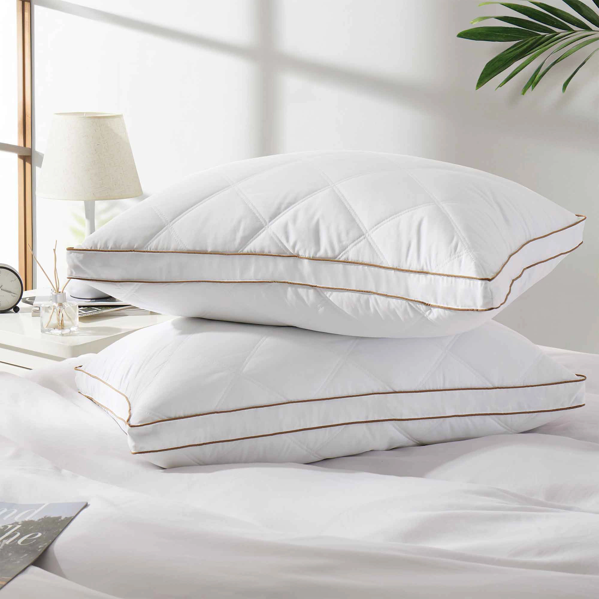 PEACENEST Diamond Quilted High Loft Feather Pillow Set Supportive Bed Pillows