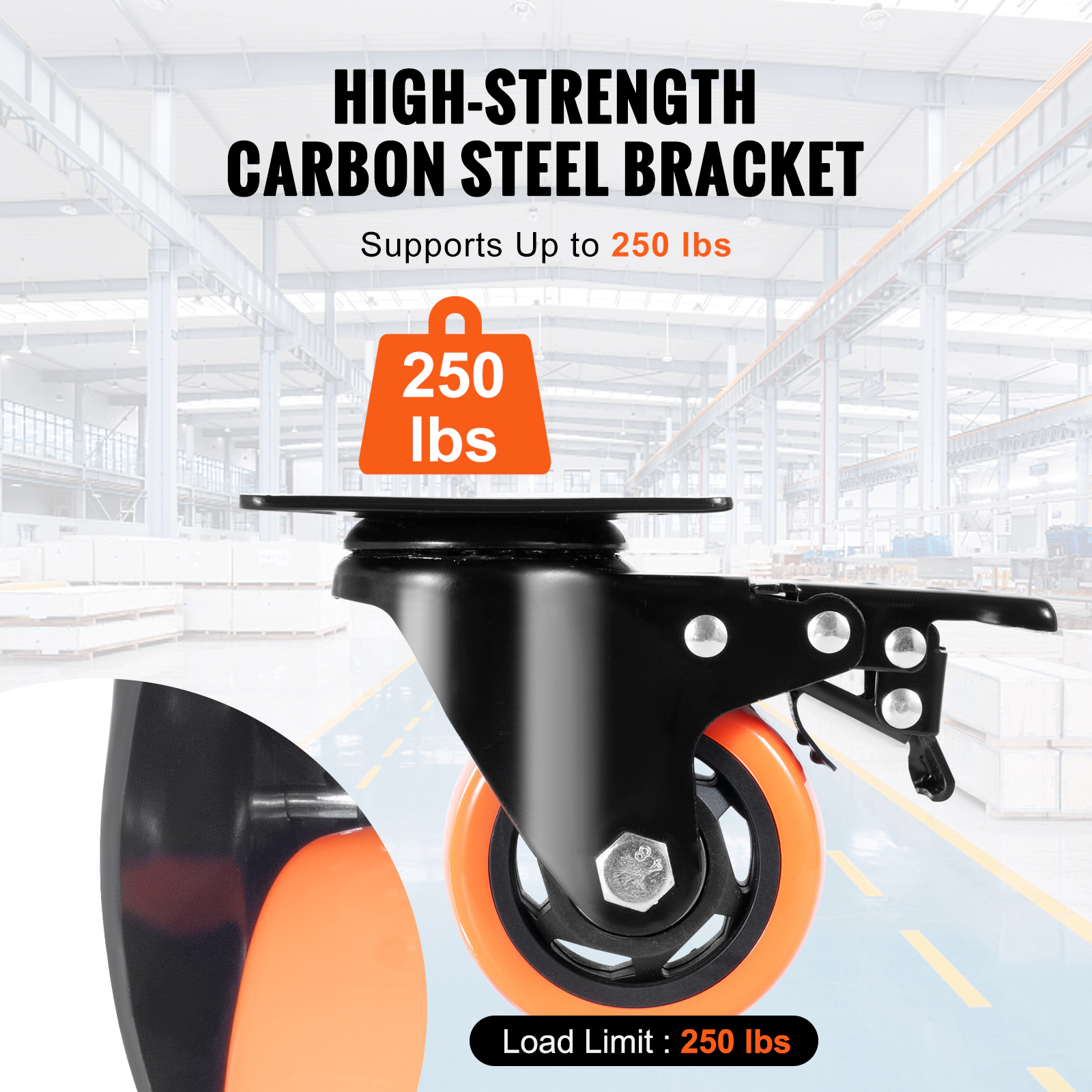 HONGGE Caster Wheels Swivel Plate Casters with Wheels Per Caster Wheels