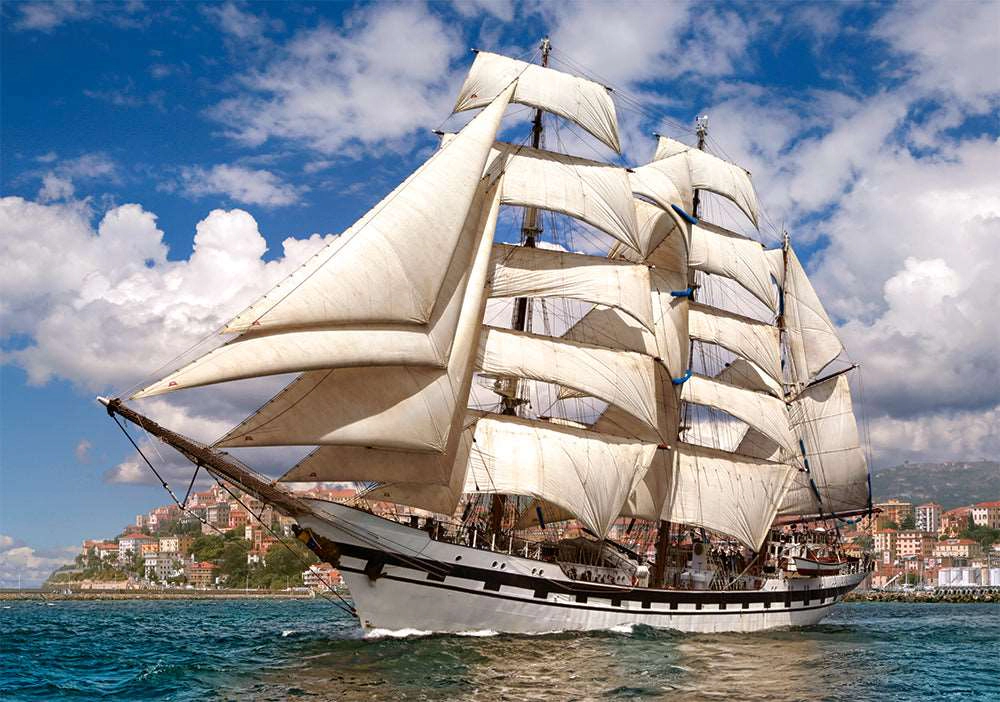 CASTORLAND 500 Piece Jigsaw Puzzle, Tall Ship Leaving Harbor, Cruise, Sailing Ship Puzzle, Ocean Puzzle, B-52851
