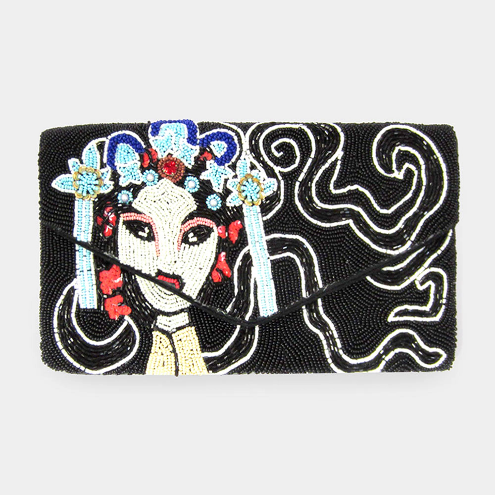 Fashnzfab Seed Beaded Woman Clutch / Crossbody Bag
