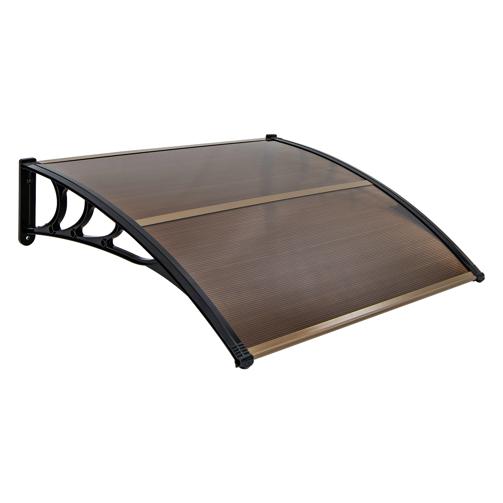 SUGIFT 48 x 40 Inch Outdoor Door Awning Brown Patio Overhang for Rain and Snow