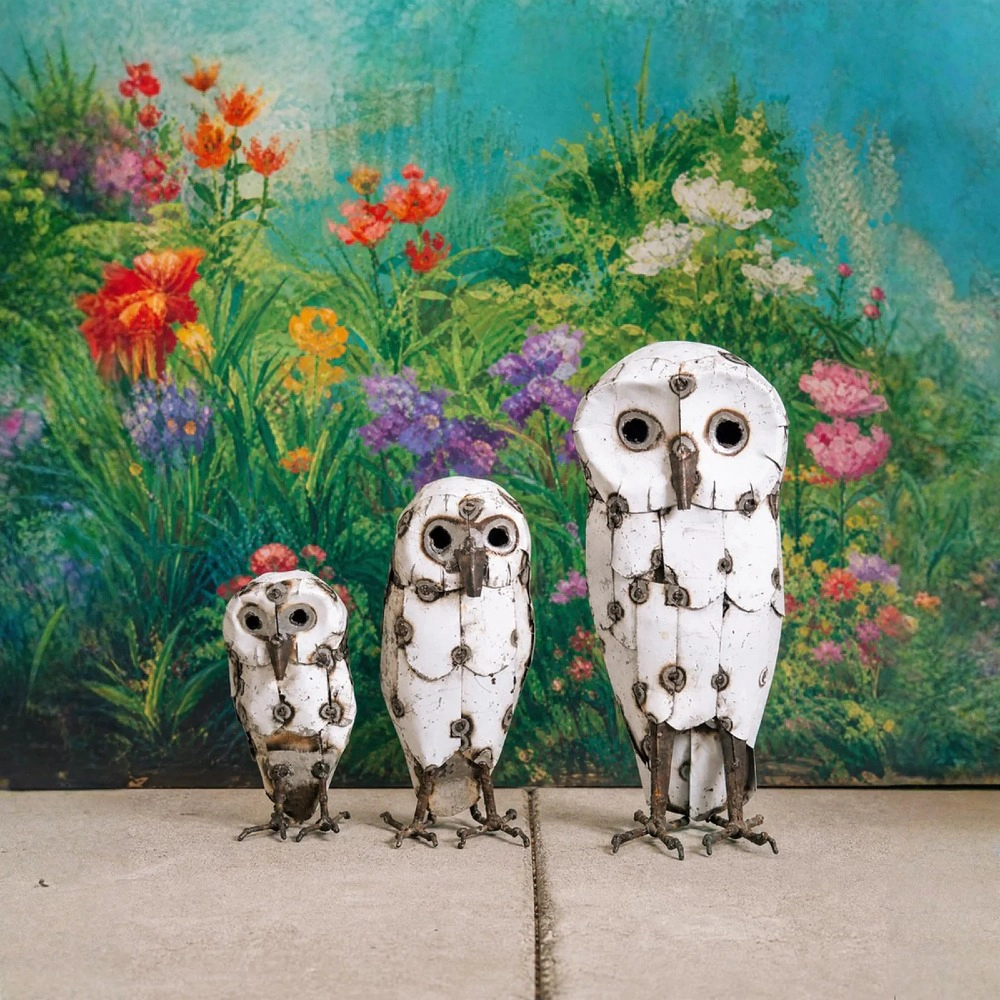 Mbare Recycled Metal Snowy Owl