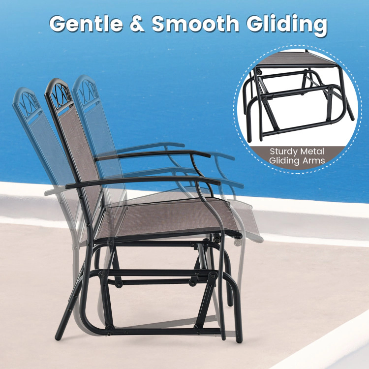 Hivvago Set Of 2 Outdoor Metal Glider Armchairs With Weather-Resistant Fabric