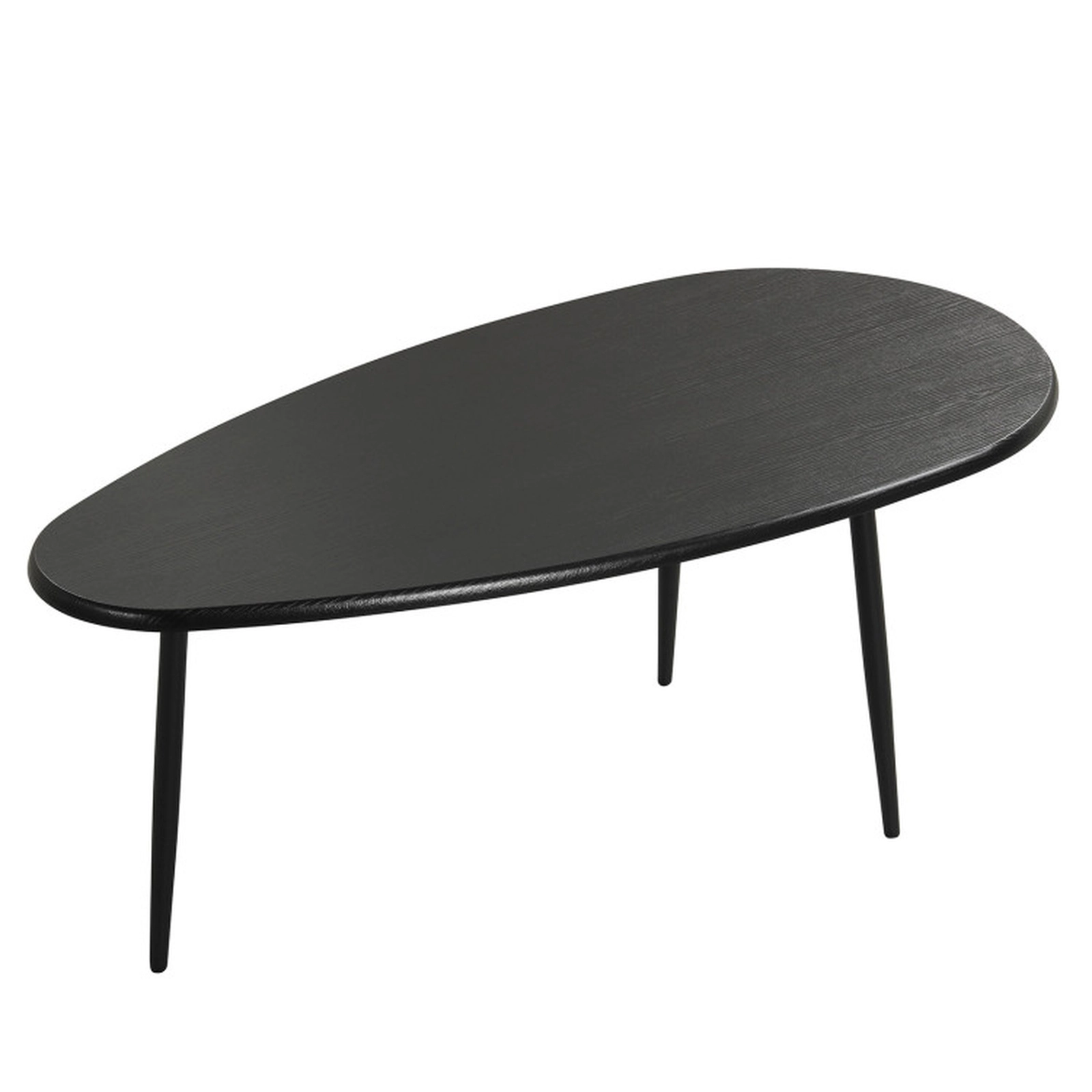 SUGIFT Irregular Oval Top Tapered Metal Legs Mid Century Coffee Table 42.5-in x 22-in x 17-in 99-lb Capacity Black