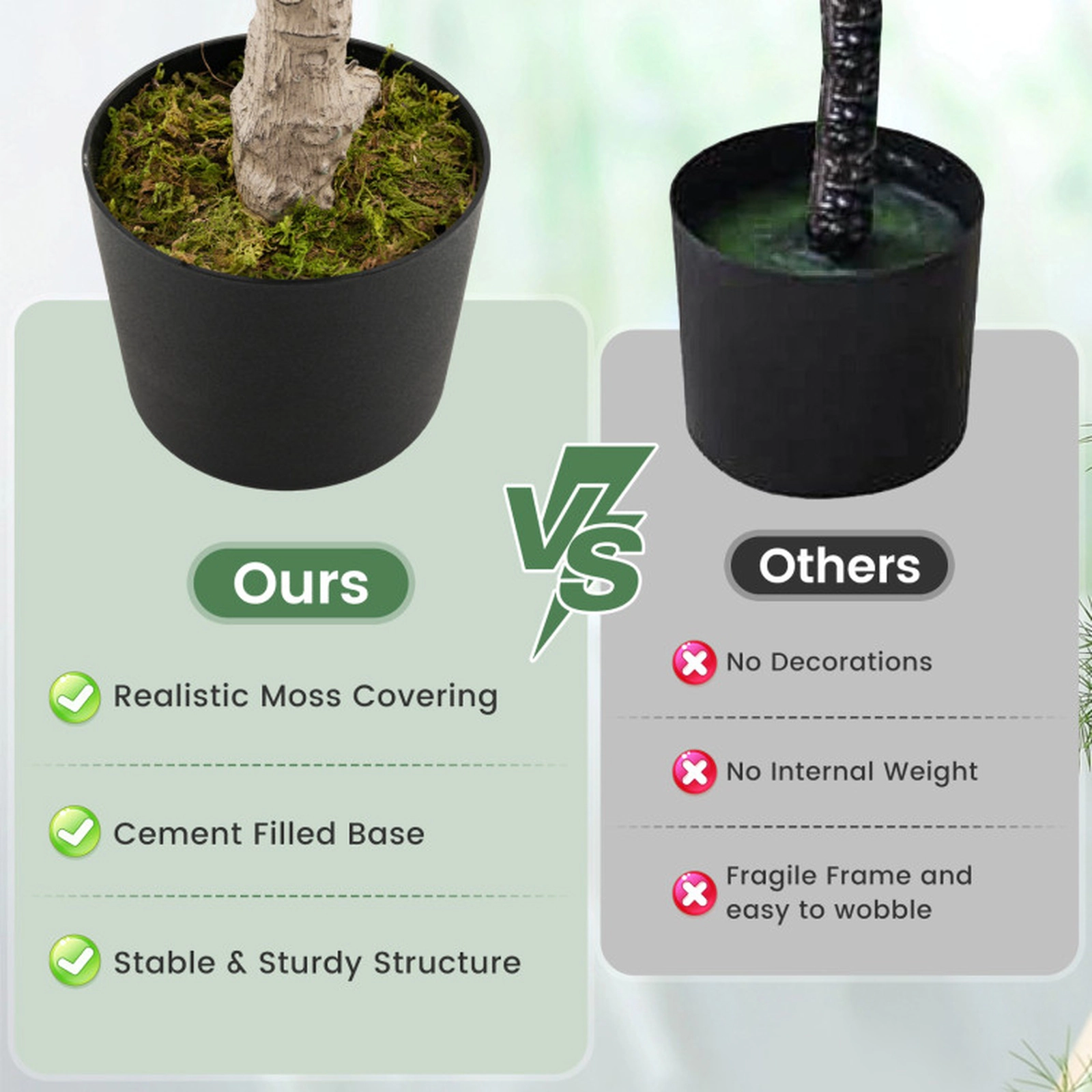 SUGIFT 51-in Peva Leaves Multi-Branch Trunks No-Watering Faux Magnolia Tree 6-in x 5-in Cement Pot 9-lb Pink