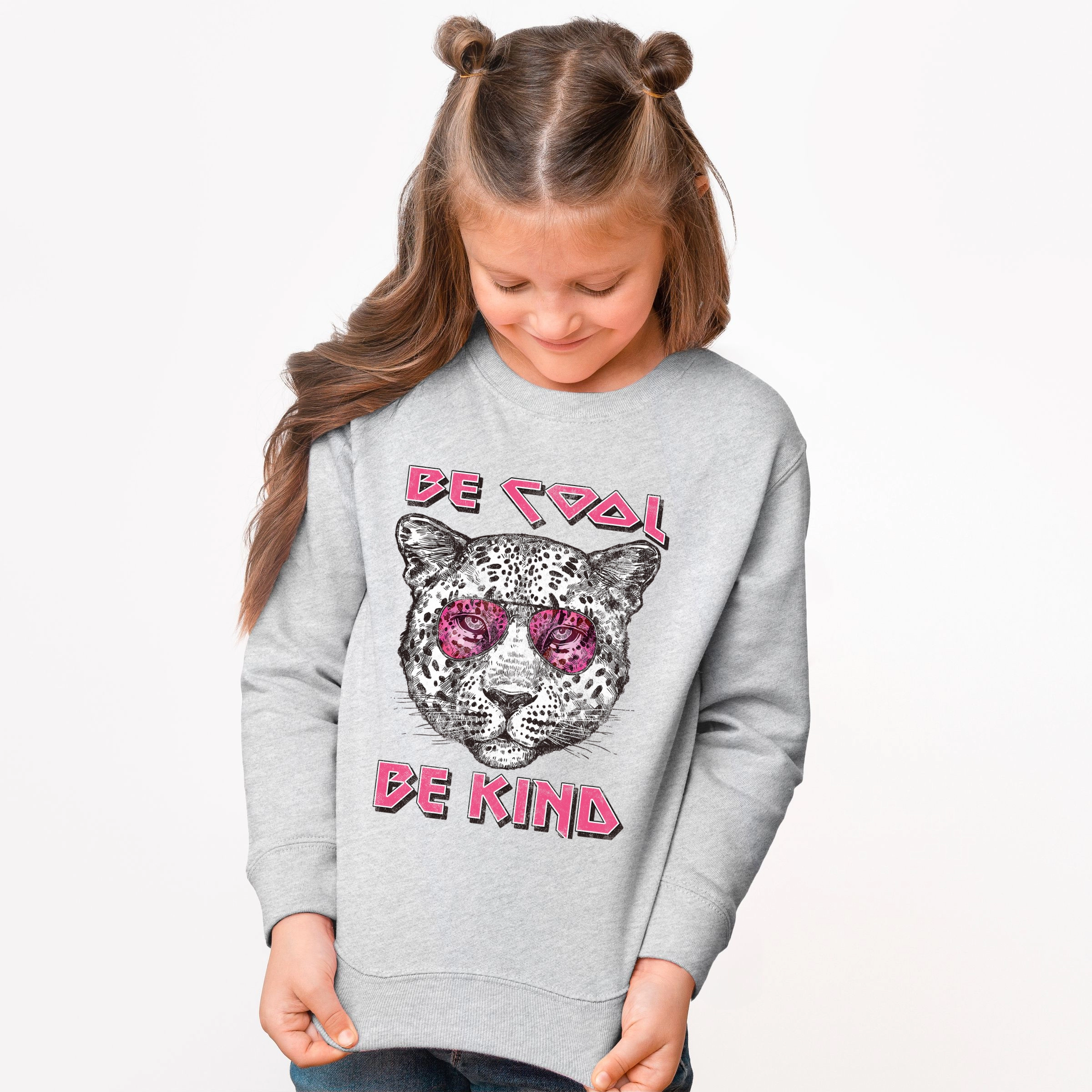 The Juniper Shop - Youth Graphic Sweatshirt Be Cool Kind Leopard