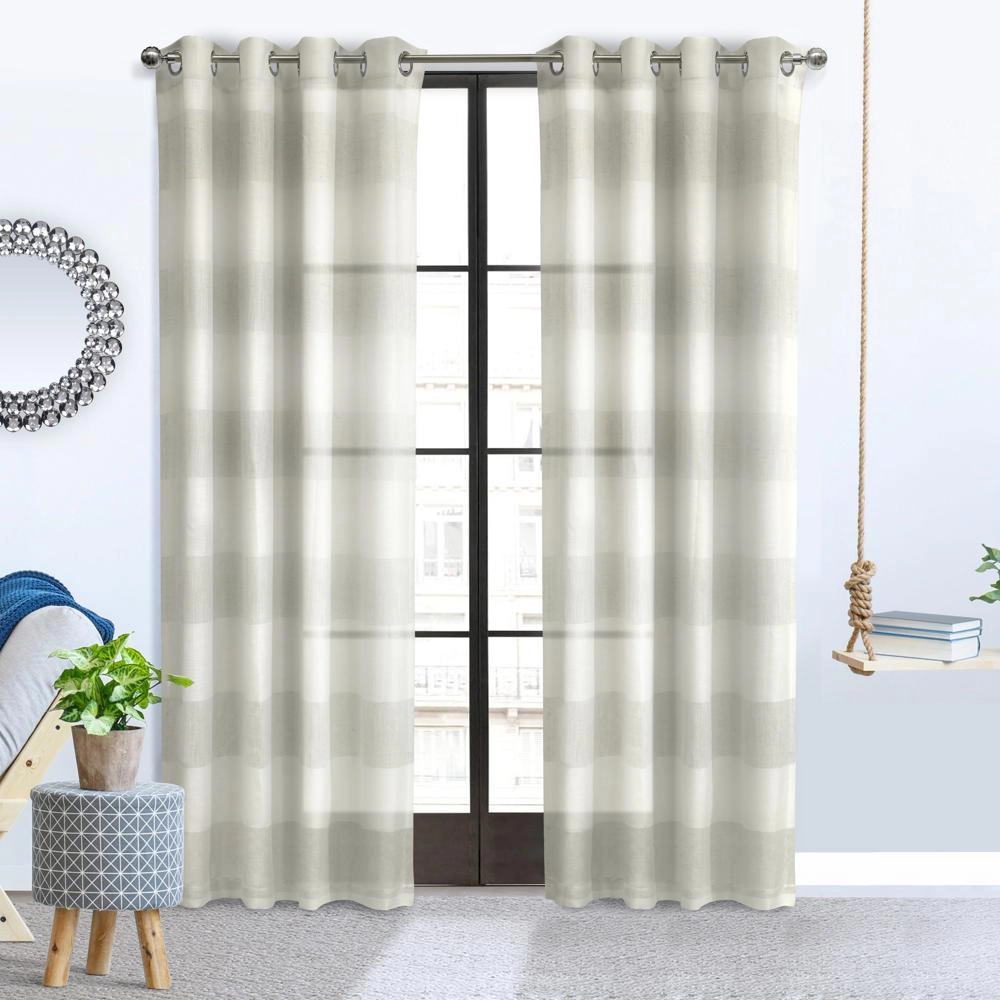 Habitat Paraiso Eclectic Smooth Textured Brighten Space Sheer Panel Grommet Curtain Panel 52" x 84" Ivory