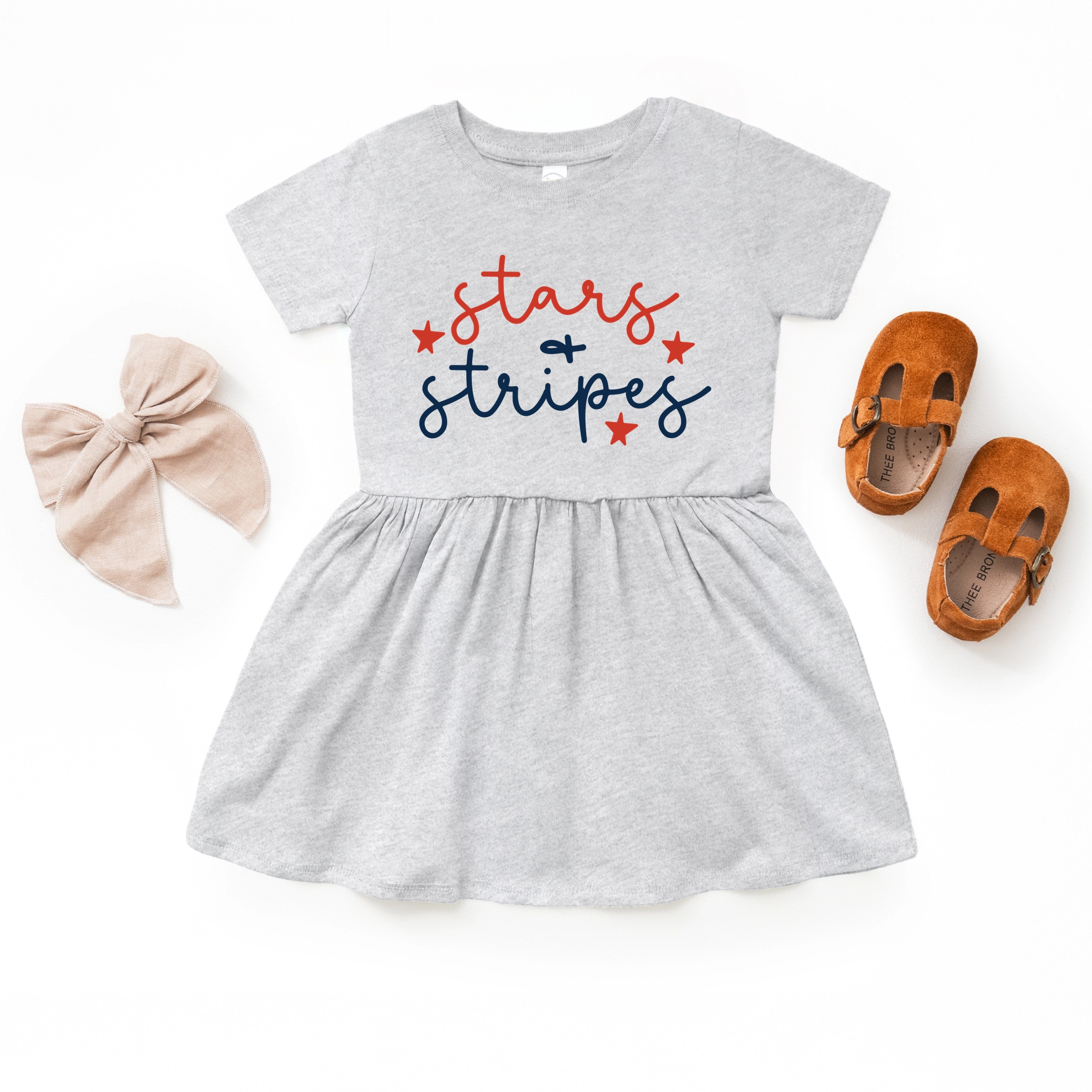 The Juniper Shop - Patriotic Stars And Stripes Cursive Infant Dress