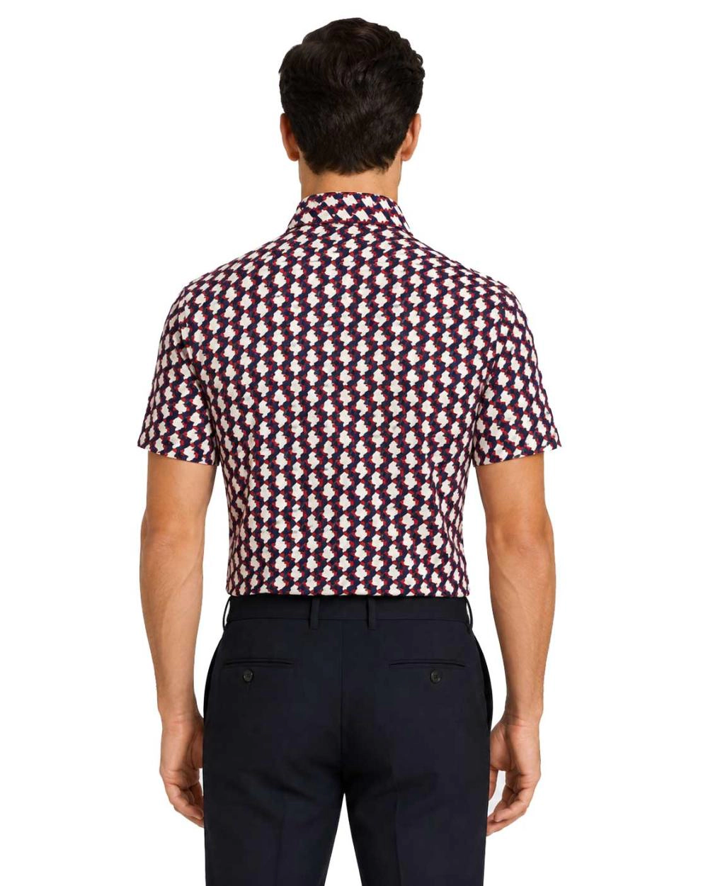 Elie Balleh Slim Fit Mens Geometric Print Short Sleeve Shirt