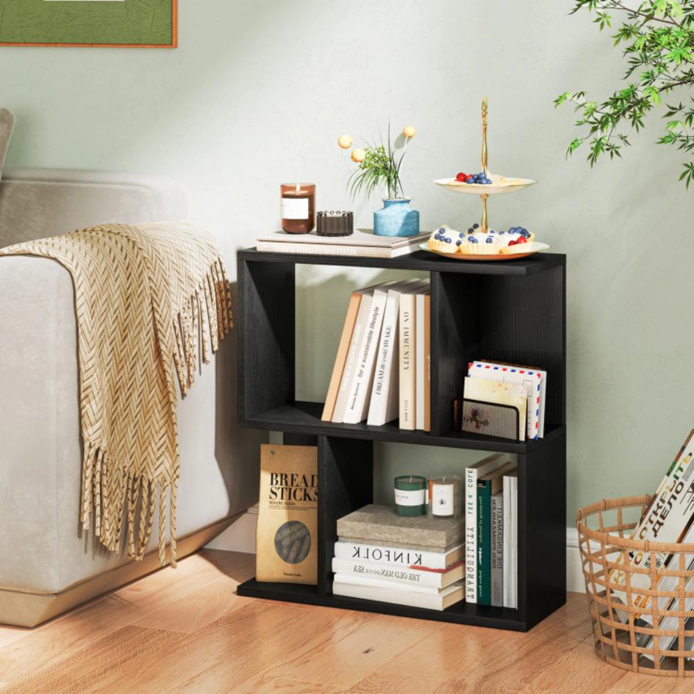 Hivvago 3-Tier Bookshelf with Display Shelf for Small Space