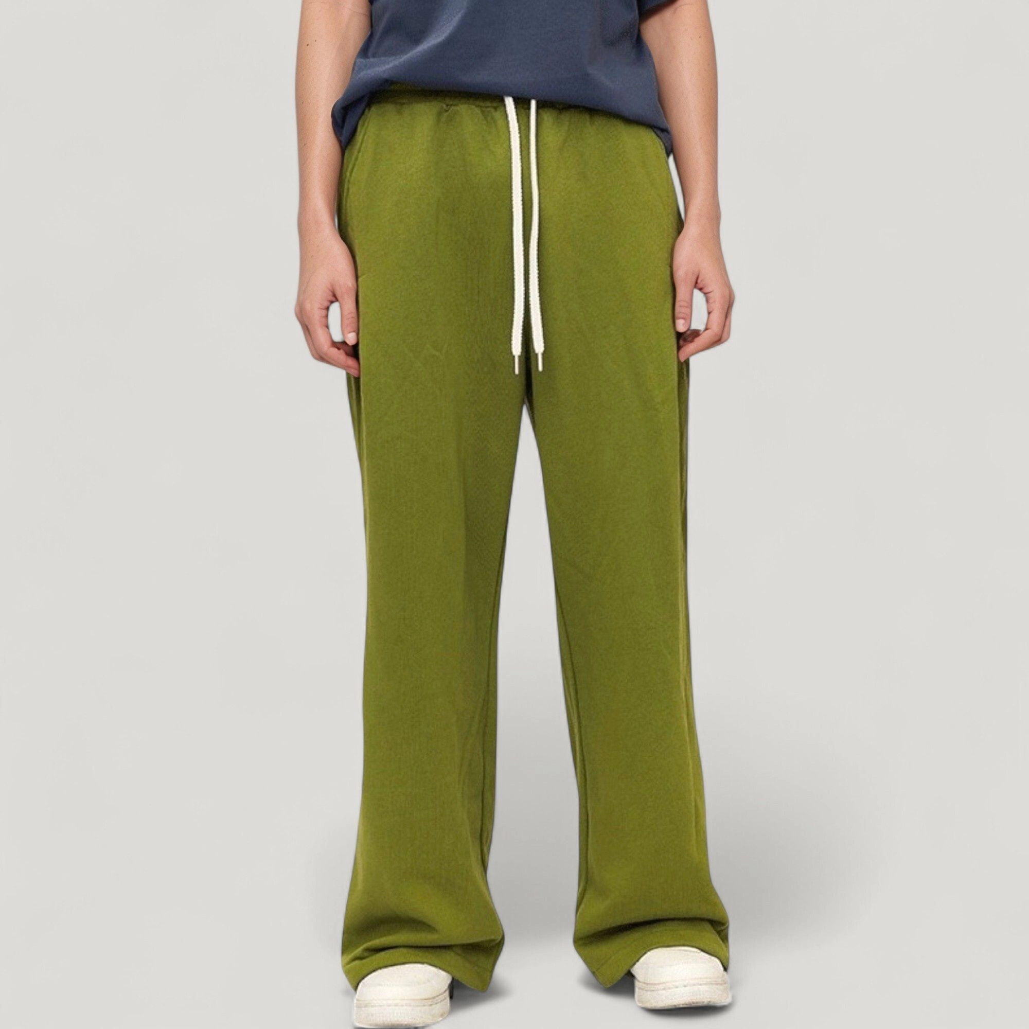 Anna-Kaci Men's Drawstring Waist Relaxed Fit Wide-Leg Casual Sweatpants