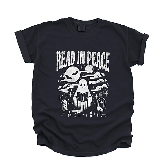 Simply Sage Market - Women's Garment Dyed Graphic T-Shirt - Read In Peace Book Club