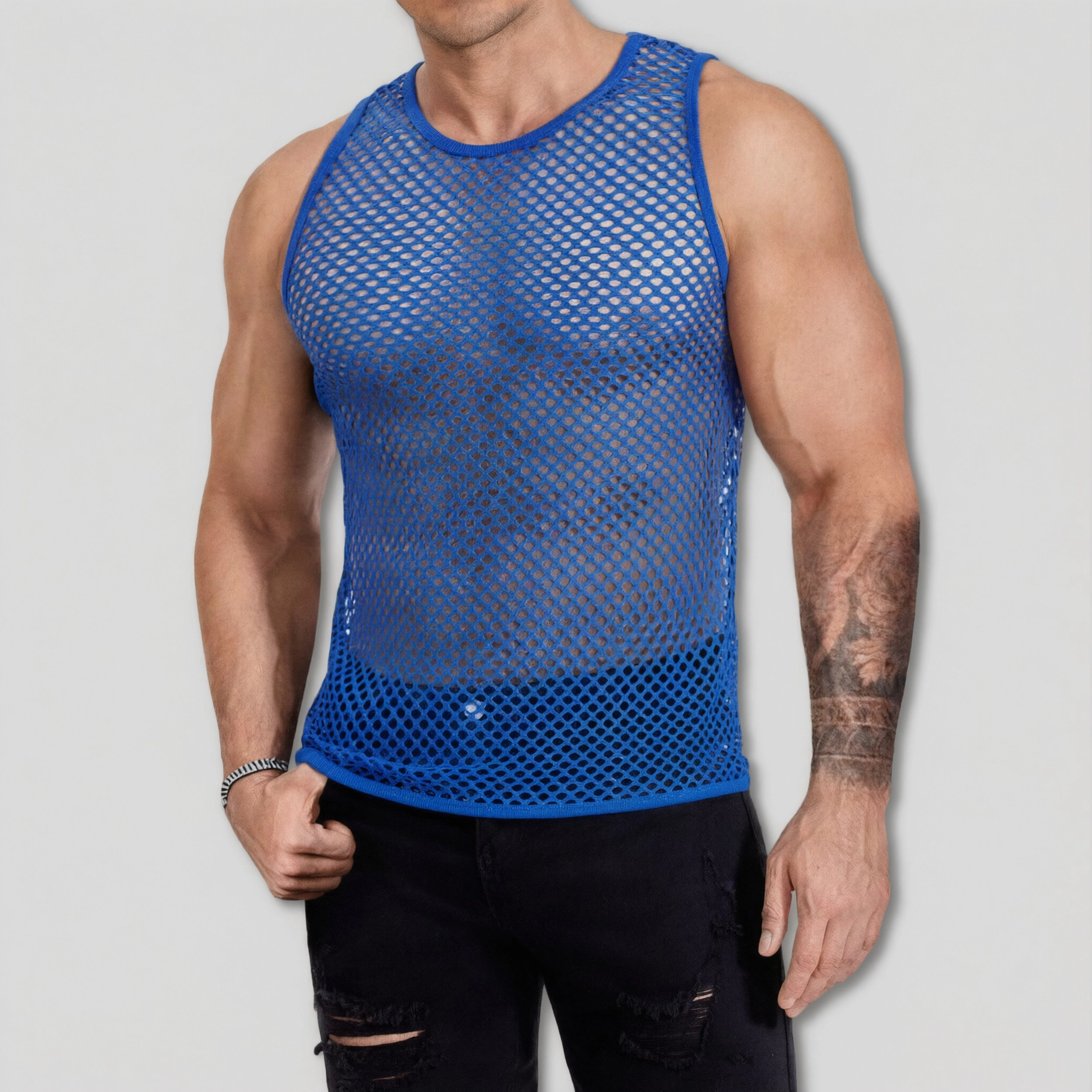 COOFANDY Men's Mesh Sleeveless Crew Neck Tank Top