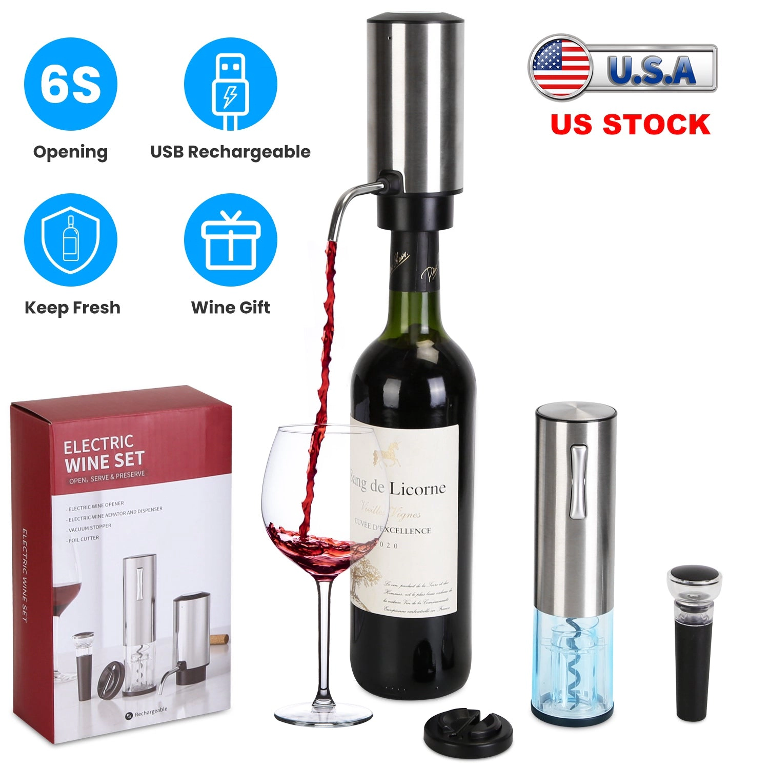 GBruno 4-in-1 Electric Wine Opener Set