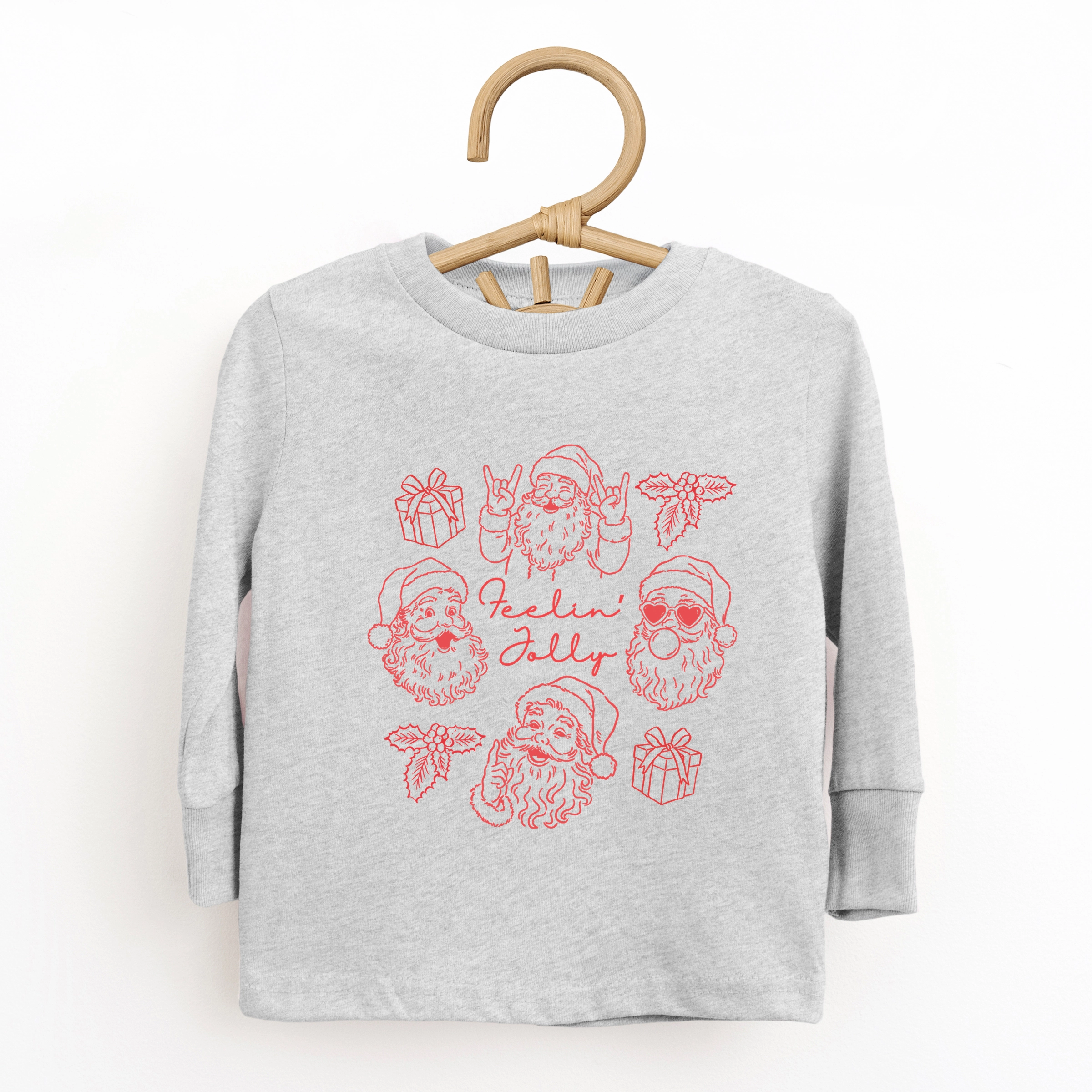 The Juniper Shop - Toddler Long Sleeve Graphic Tee Feelin' Jolly Santa Outline