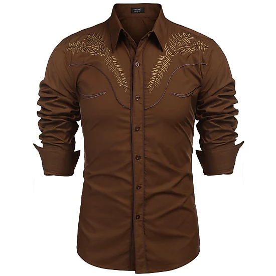 COOFANDY Men's Slim Fit Long Sleeve Western Shirt
