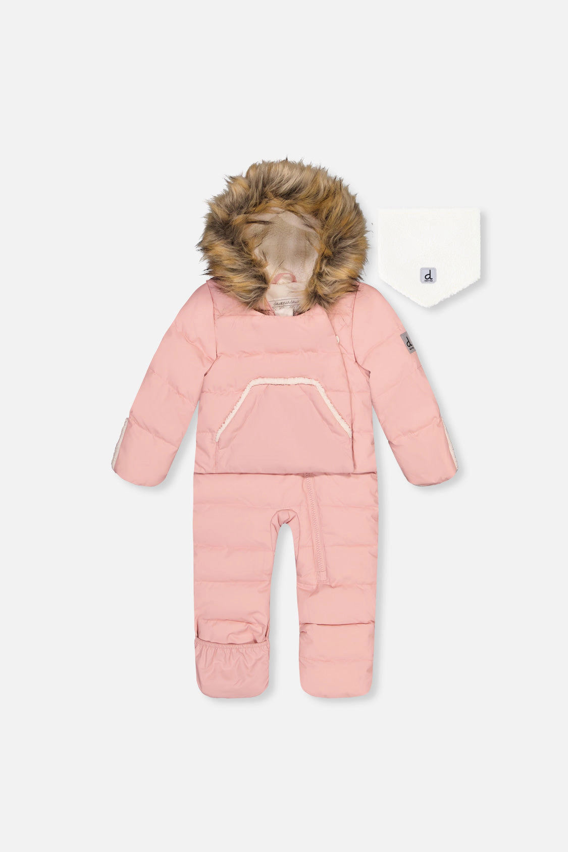 Deux par Girls Snug One Piece Snowsuit Adapted for Car Seats with Faux Fur-Trimmed Hood