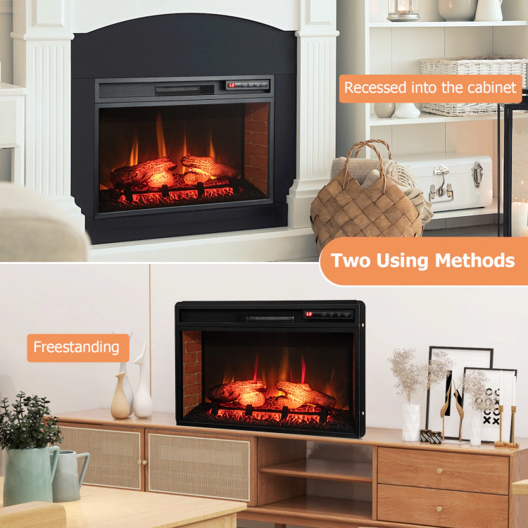 SUGIFT 27 x 18 in Infrared Electric Fireplace Insert with 400 Sq Ft Heating Area 1400W 4777 BTU Remote Control Black