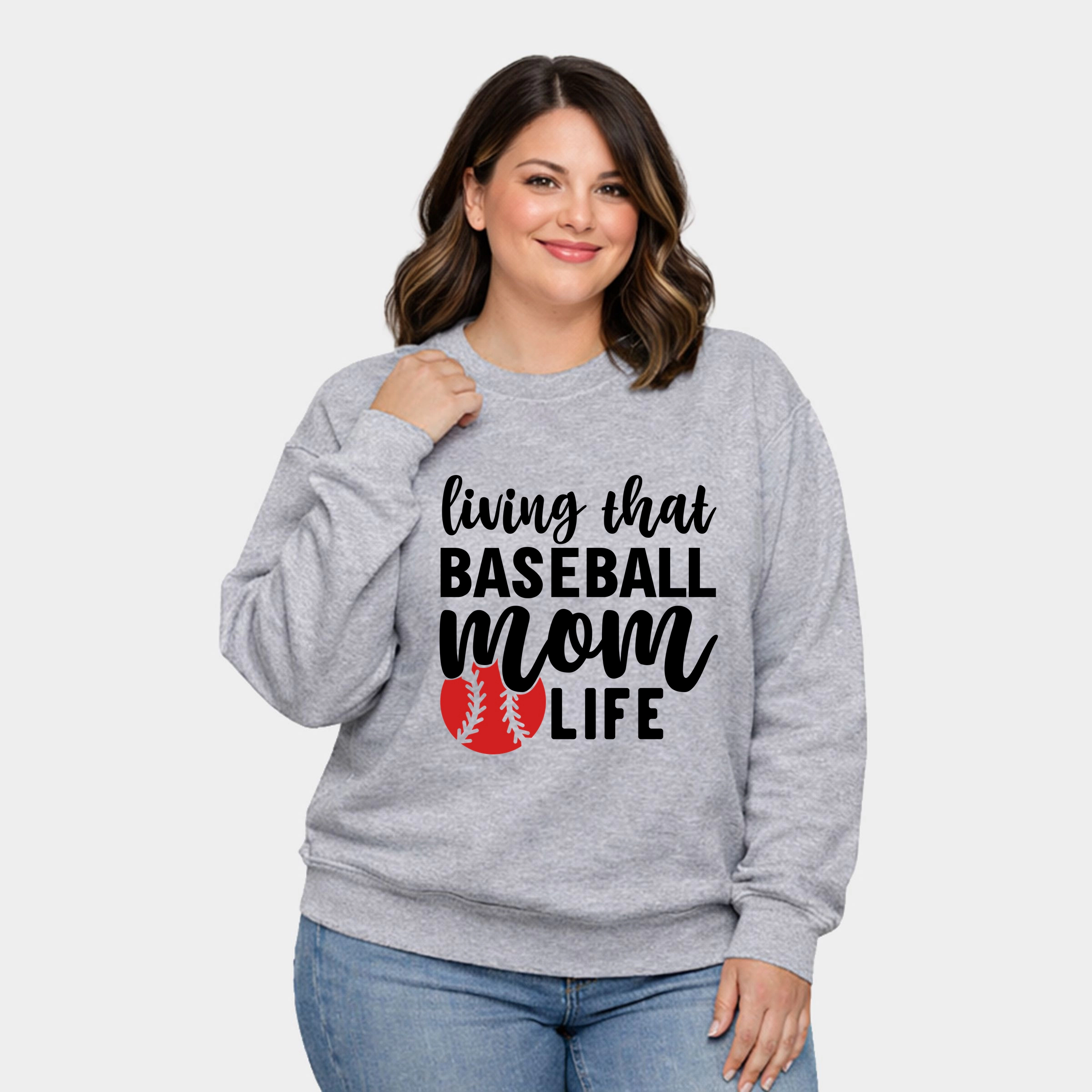Simply Sage Market - Living That Baseball Mom Life With Ball  Women's Plus Sized Graphic Sweatshirt