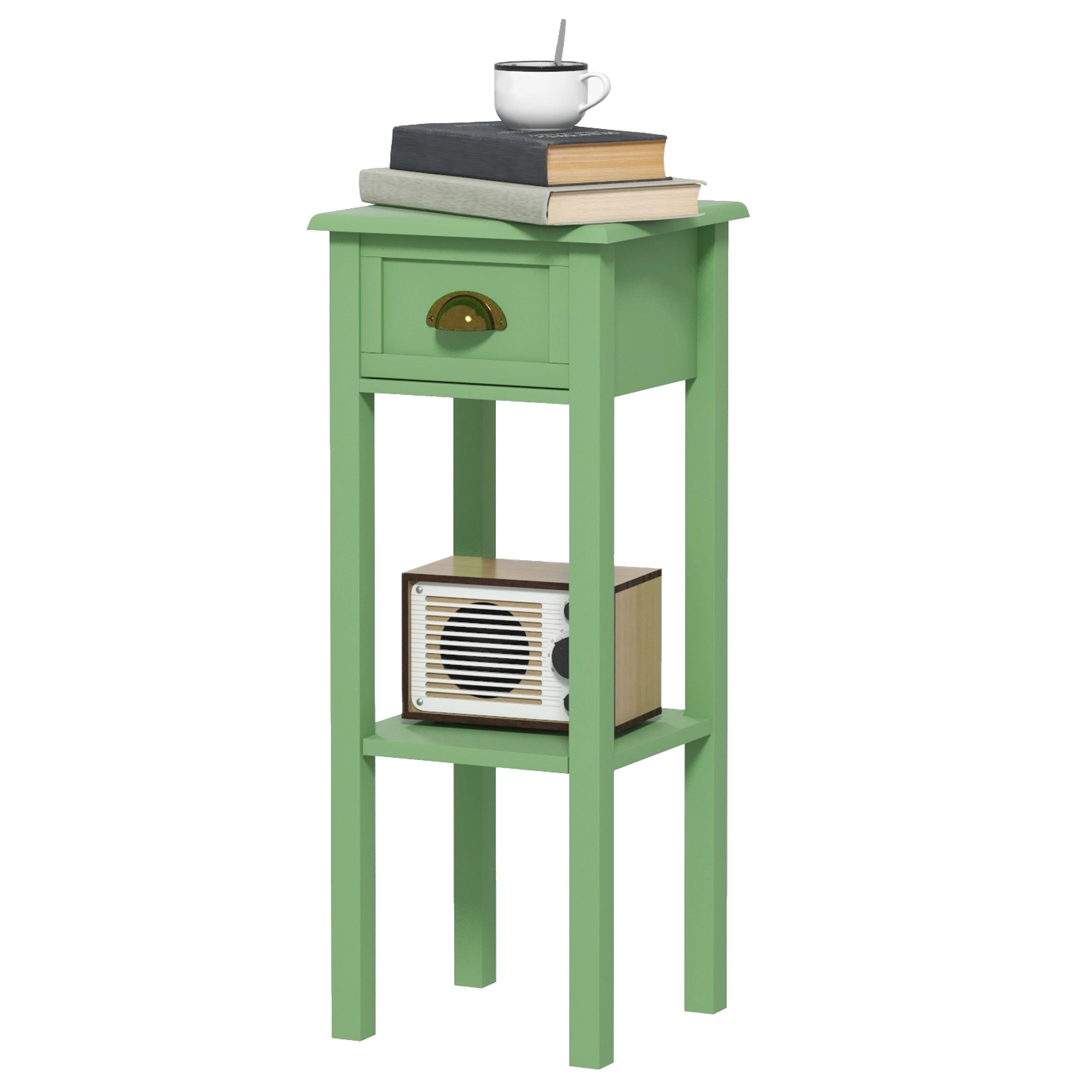 HONGGE 2-Tier Side Table with Drawer and Shelf, End for Living Room Hallway