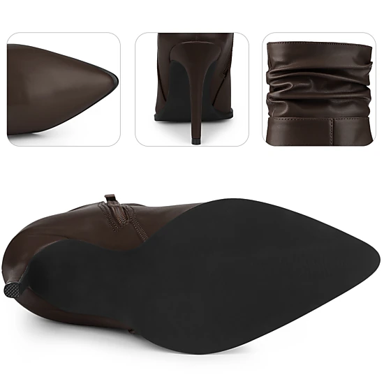 BLISSFUL STEP Women Dressy Slouch Pointed Toe Stiletto Heel Ankle Booties