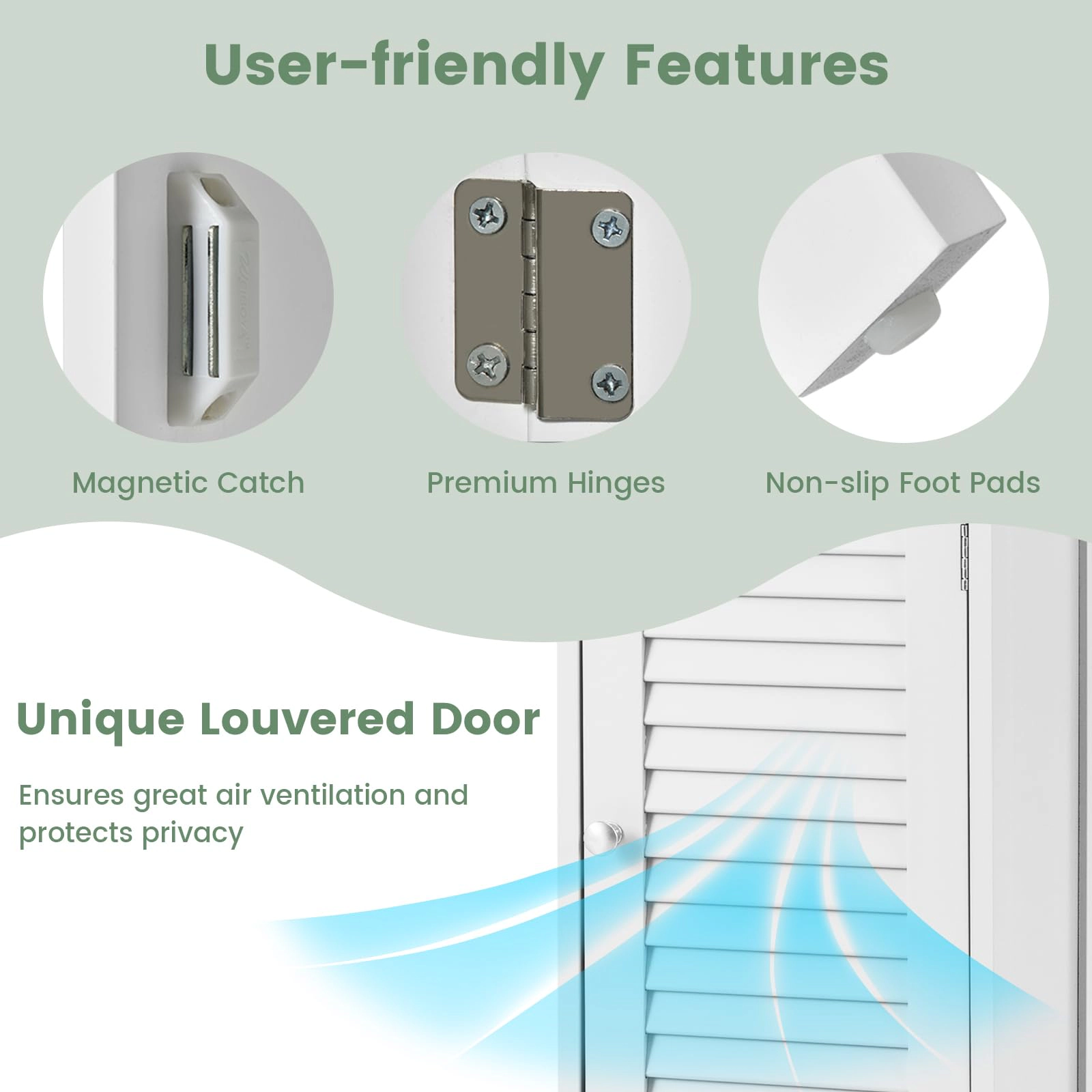 Glintex Slim Bathroom Cabinet with Shutter Door Drawer and Raised Bottom, White
