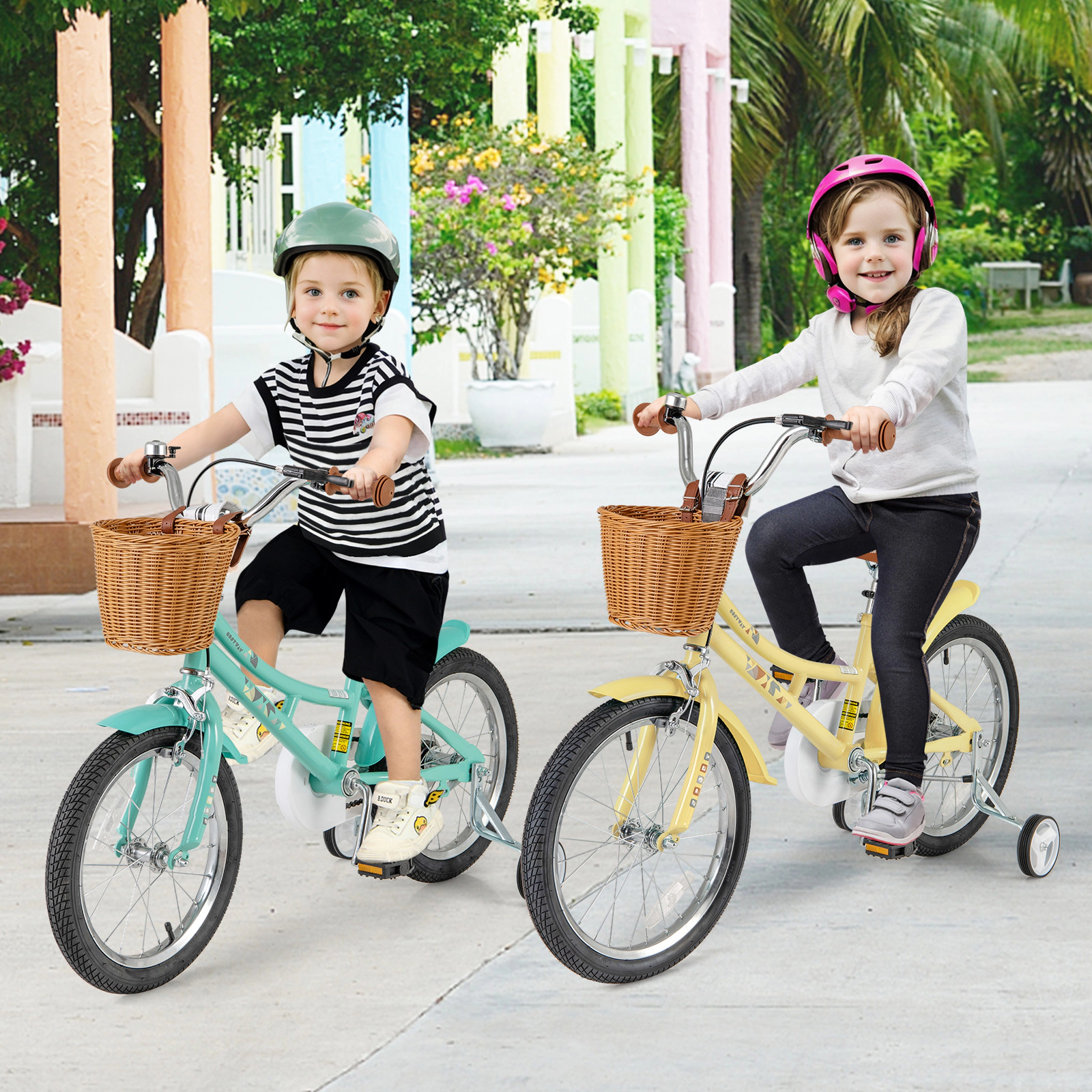 LJG 16 Inch Kids Bike Adjustable Bicycle with Reflectors and Bell for Children 4-7 Years Old-16 Inches