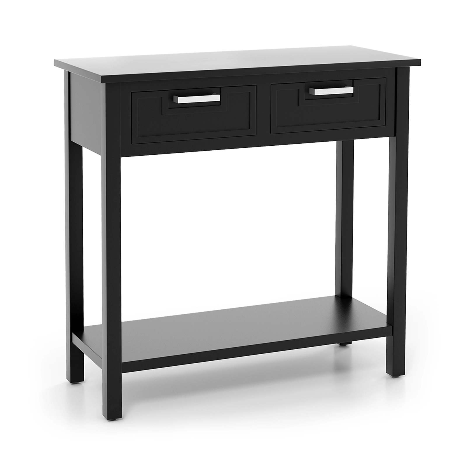 SUGIFT 31.5-in 110-lb Capacity Black Solid Wood Leg Console Sofa Table with 2 Drawers and Bottom Shelf
