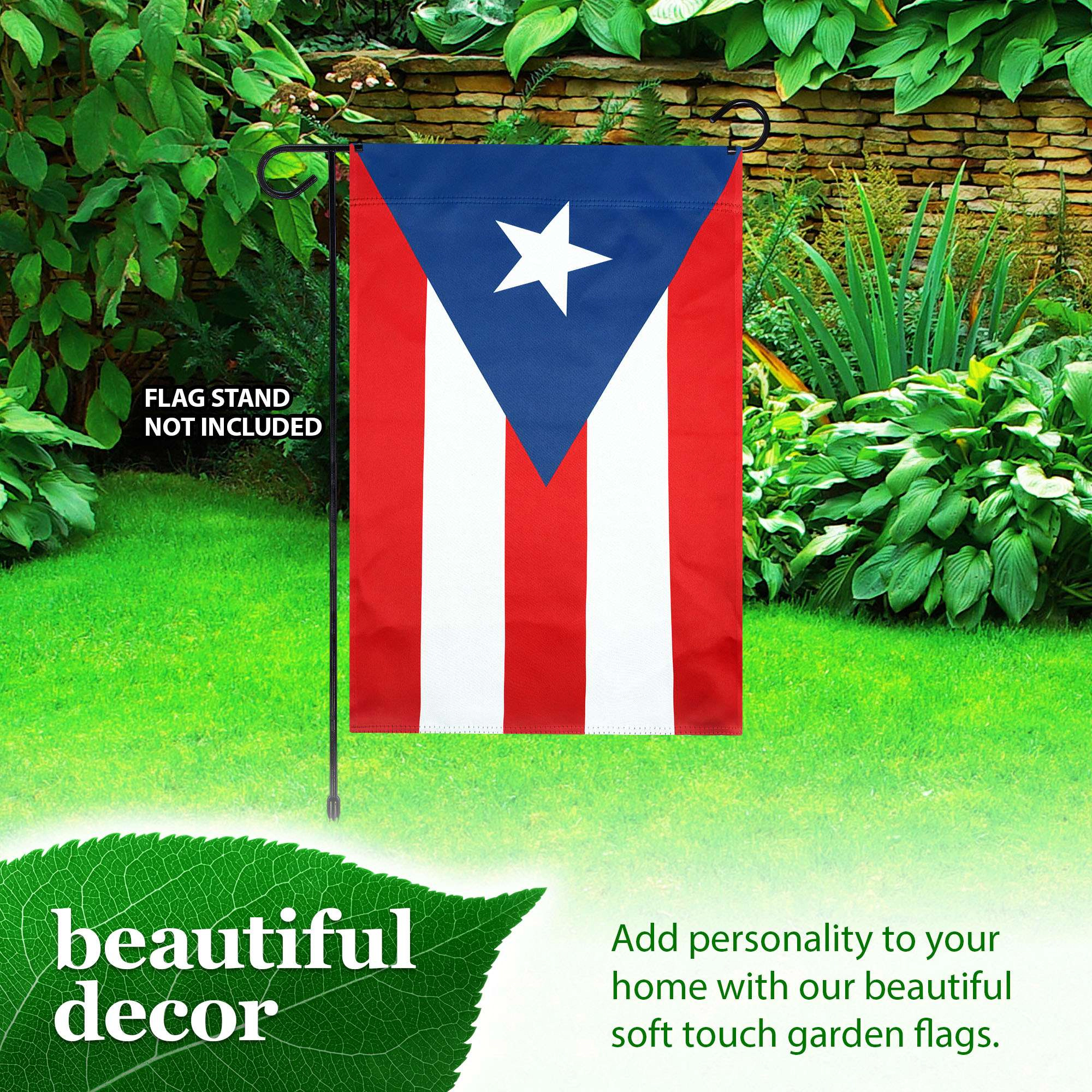 G128 Puerto Rico Garden Flag 12x18 in Double-Sided Blockout Polyester