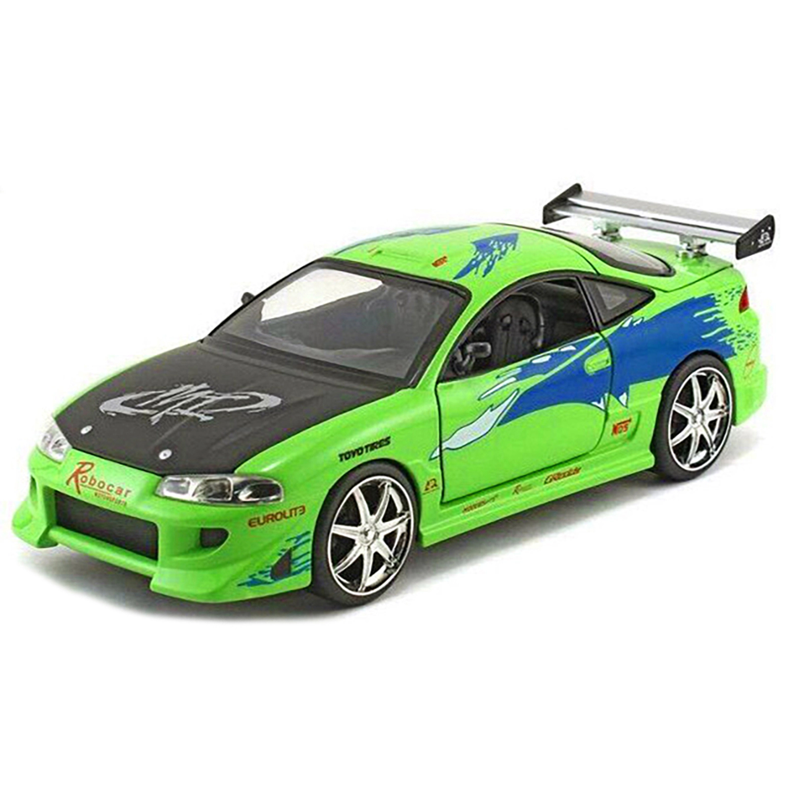 Jada Brian's Mitsubishi Eclipse Green with Black Hood and Graphics "The Fast and The Furious" (2001) Movie "25